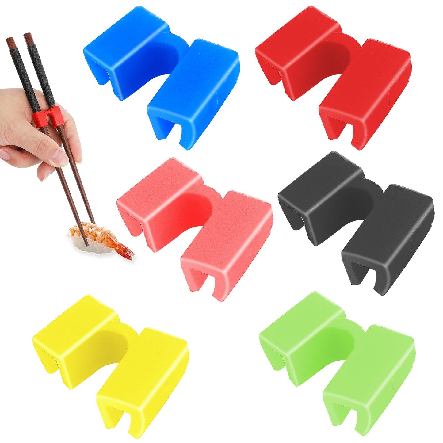 6PCS Reusable Chopstick Helper Training Chopsticks Replaceable Practice Chopsticks Plastic Non Slippery Heat Resistant Training Chopstick for Adults, Beginner, Trainers or Learner