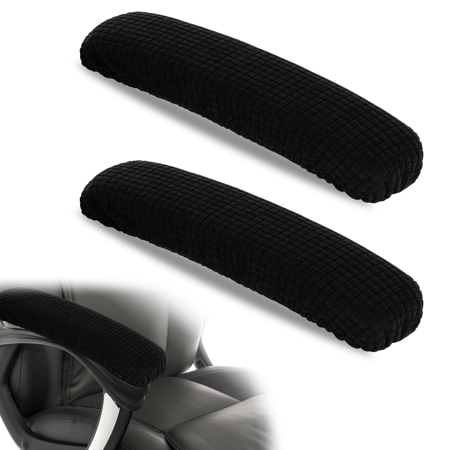 Sorcristy 2PCS Office Chair Arm Covers Polyester Removable Machine Washable Chair Arm Pad Cover Stretchable Elastic Arm Rest Covers for Universal Office and Gaming Chairs(Black)