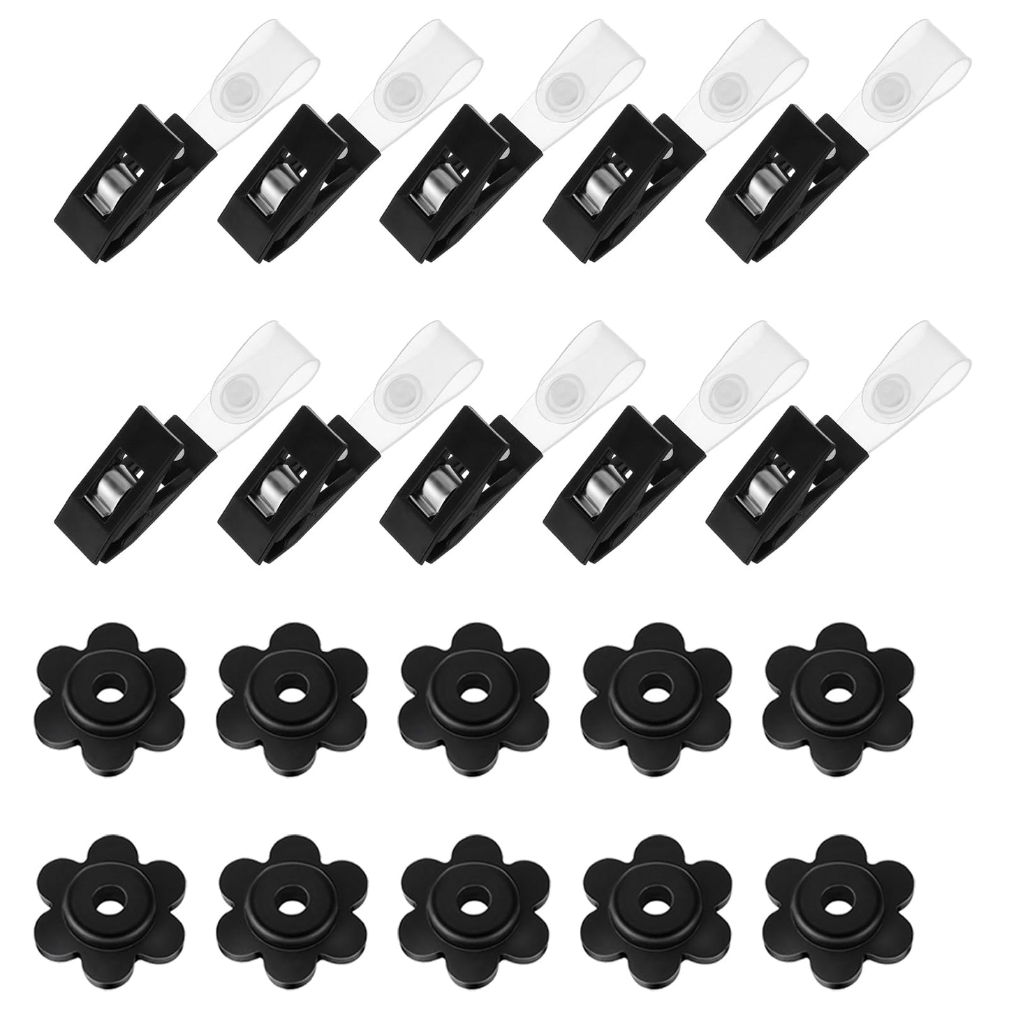 Nogeqi 10 Pcs Garden Flag Stoppers Rubber Stops for Outside and 10 Pcs Garden Flag Clips Anti Wind Small Flag Holders for Yard and Garden Flag Pole Parts for Small Flags