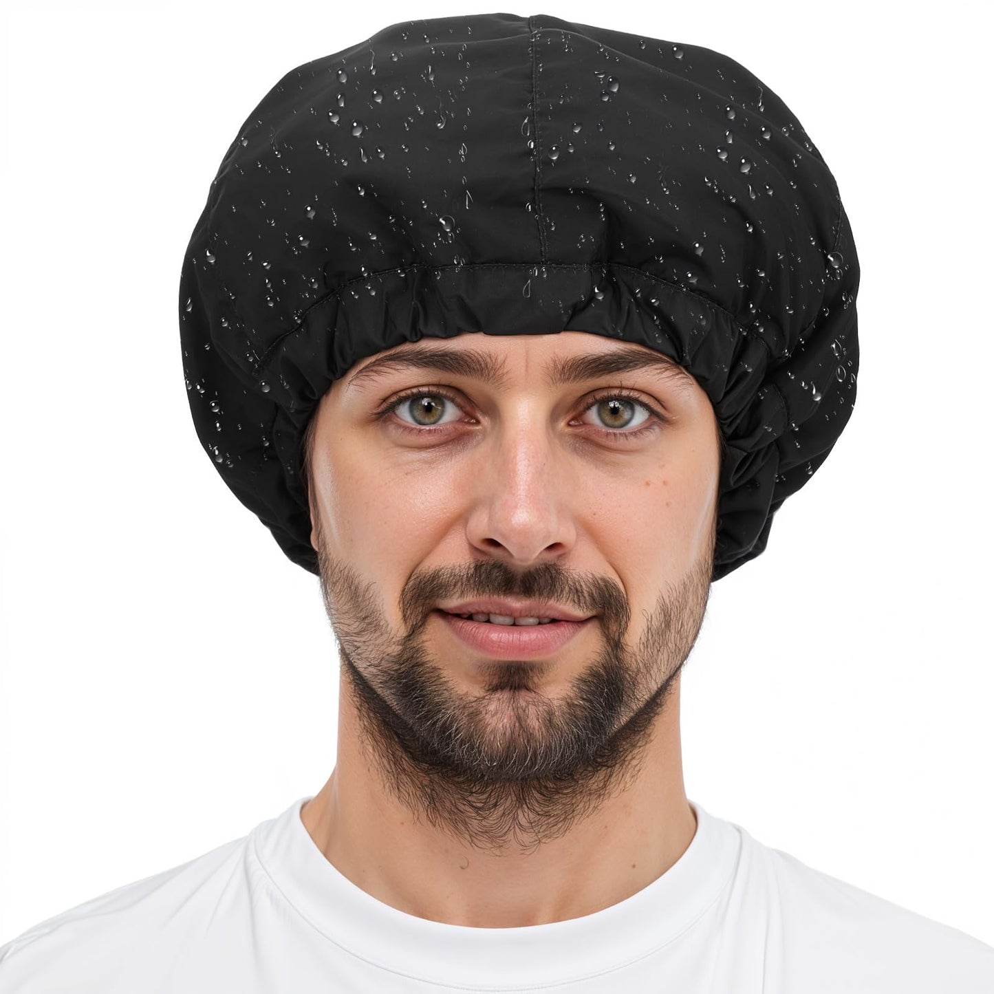 Adjustable Mens Shower Cap Men, Ymapinc Reusable Waterproof Large Hair Shower Cap, Reversible Terry Lined, Elastic Band, Stretch Hem, Suitable for Long Curly Hair, Braids