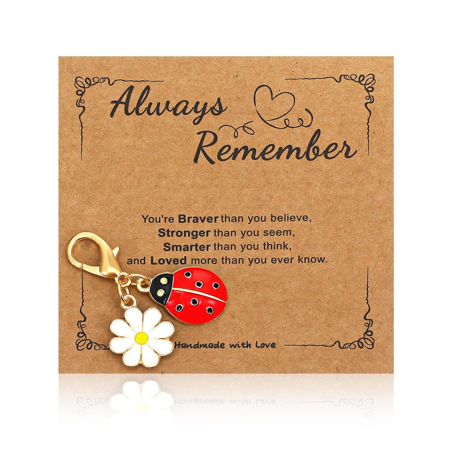 1 PCS Ladybird Daisy Keyring with Positive Affirmation Cards for Friends