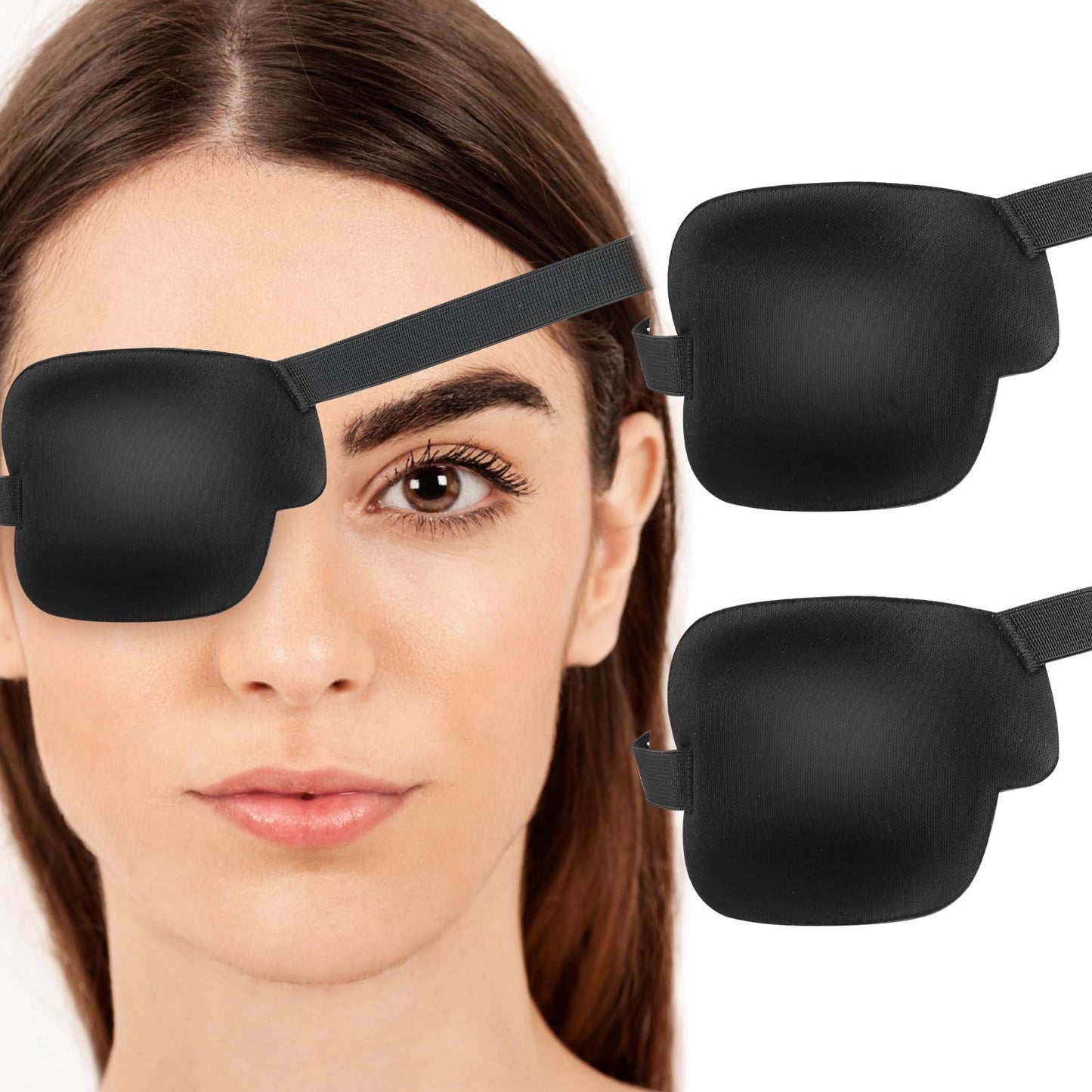 2 Pcs Eye Patches, Ymapinc 3D Eye Patch Black Adjustable Medical Reusable Eyepatch for Adults and Kids Lazy Eye Amblyopia Strabismus Reusable(Right Eye)