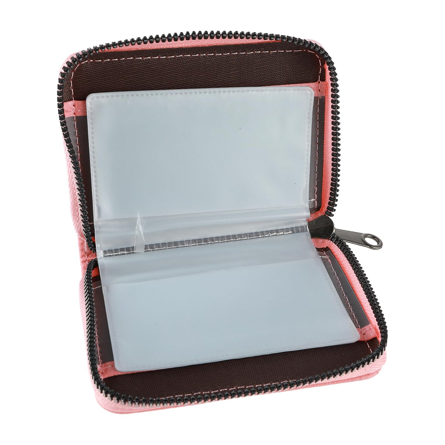 Leather Card Holder Credit Card Wallet for Women 20 Card Slots Credit Card Holder Credit Card Wallets Business Card Holder for Men Accordion Wallet with Zipper Blocking Secure Card Case (Pink)