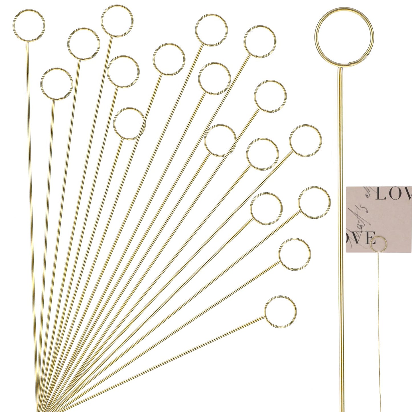 Ymapinc 20Pcs Gold Place Card Holder, Flower Pick Clips Table Number Holders, Gold Metal Card Picture Holder Pick for Flower Arrangement Wedding Party Birthday DIY Gift