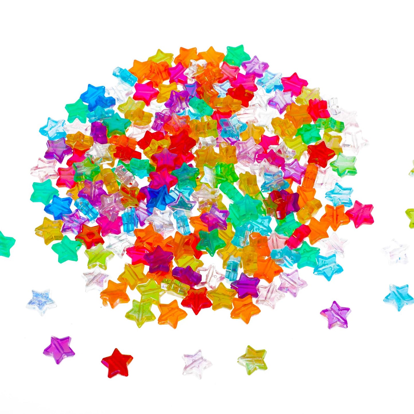200 PCS Star Spacer Beads for Jewellery Making, DIY Acrylic Star Beads Ab Colored Pony Beads Shapes Cute Mixed Spacer Beads for Women Bracelets, Earrings, Necklaces, and Crafts(Multicolored)