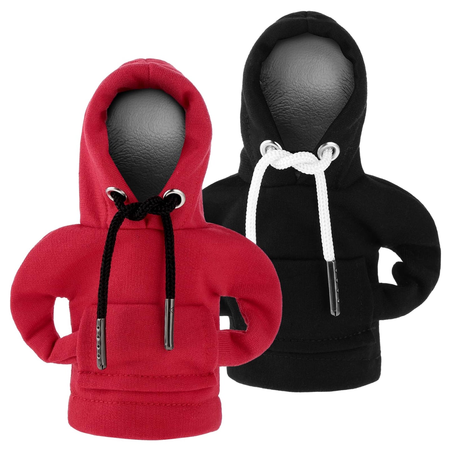 Mabor 2Pcs Gear Shift Hoodie, Universal Car Shift Knob Hoodie Funny Shifter Hoodie for Car Shifter Automotive Interior Cute Car Gadgets,Red and Black