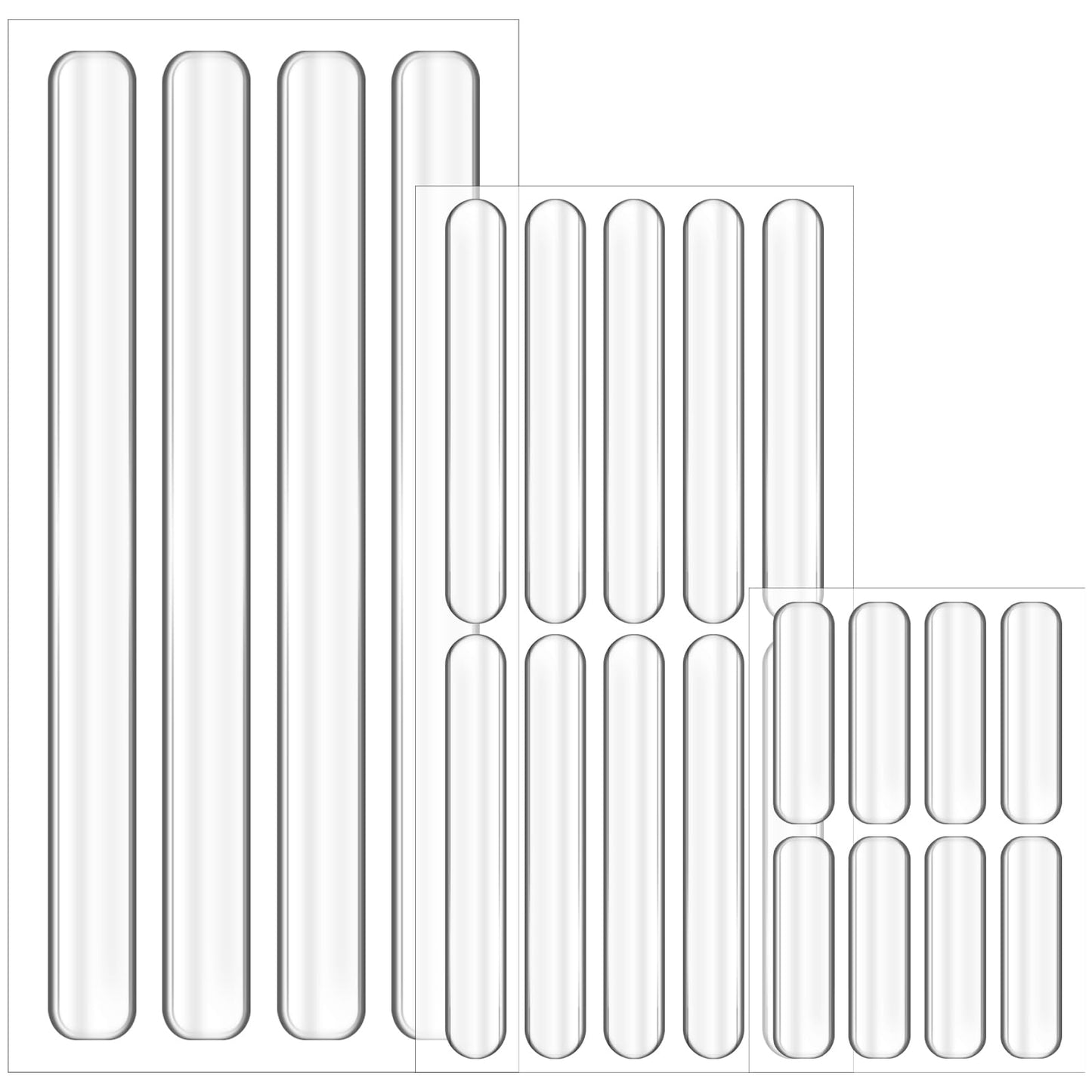 22 Pcs Cabinet Door Bumper Strips Rubber Bumpers Stripes Clear Door Silencer Furniture Chair Wall Protector Protectors for Kitchen Cabinets Sound Dampening Buffer Pads for Drawer Toilet Glass Table