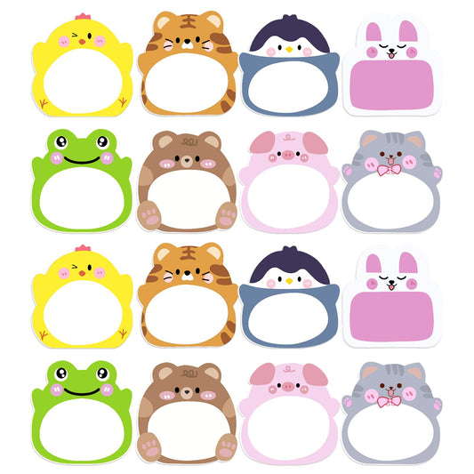 16 Pads Cute Sticky Notes(320pcs),Mabor Cute Cartoon Animal Memo Page Markers Self Sticky Colorful Notes Memo Pads Animal Memo Notes Gifts for Students Office School Home(20pcs Each)