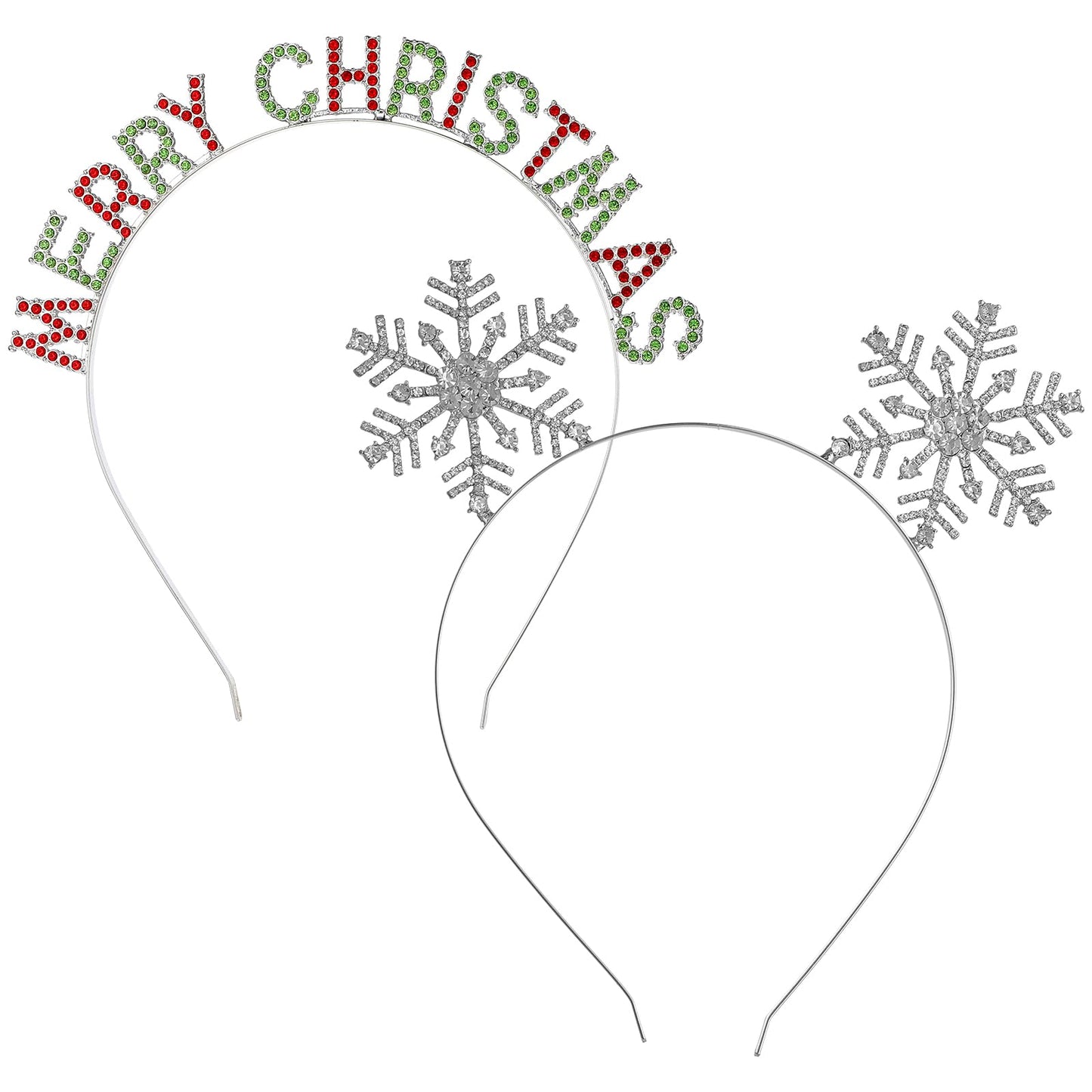 Ouligay Christmas Rhinestone Headbands Snowflake Headbands Shinny Crystal Christmas Crown Hair Hoop Snowflake Tiara Headpiece for Christmas Holiday Party