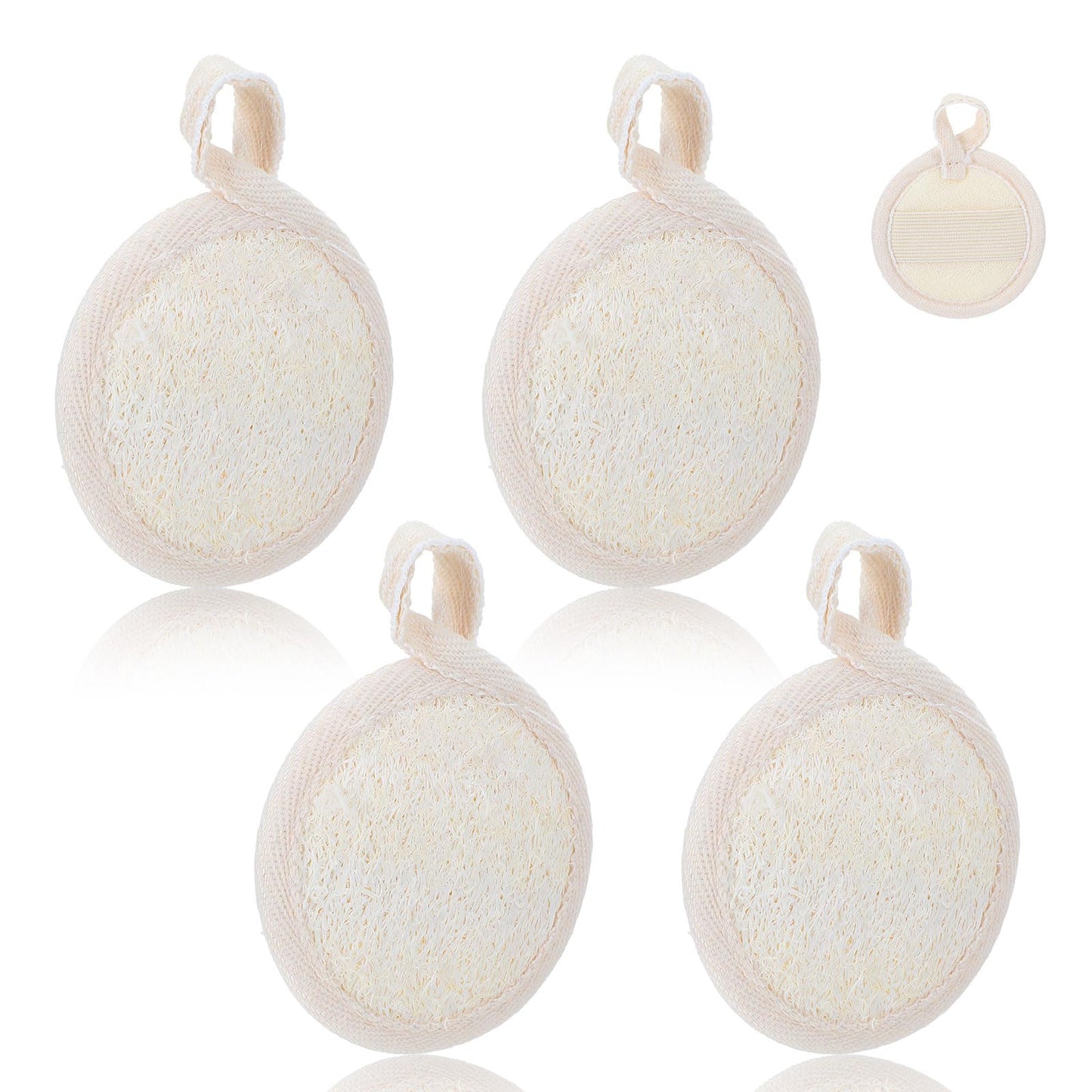 Tyqour 4 Pcs Face Exfoliating Loofah Pads Natural Loofah Sponge Facial Scrub Pads Exfoliating Pads for Face Scrubbers Facial Sponge Loofah Natural for Women Men Bath Shower, Face That Gets You Clean