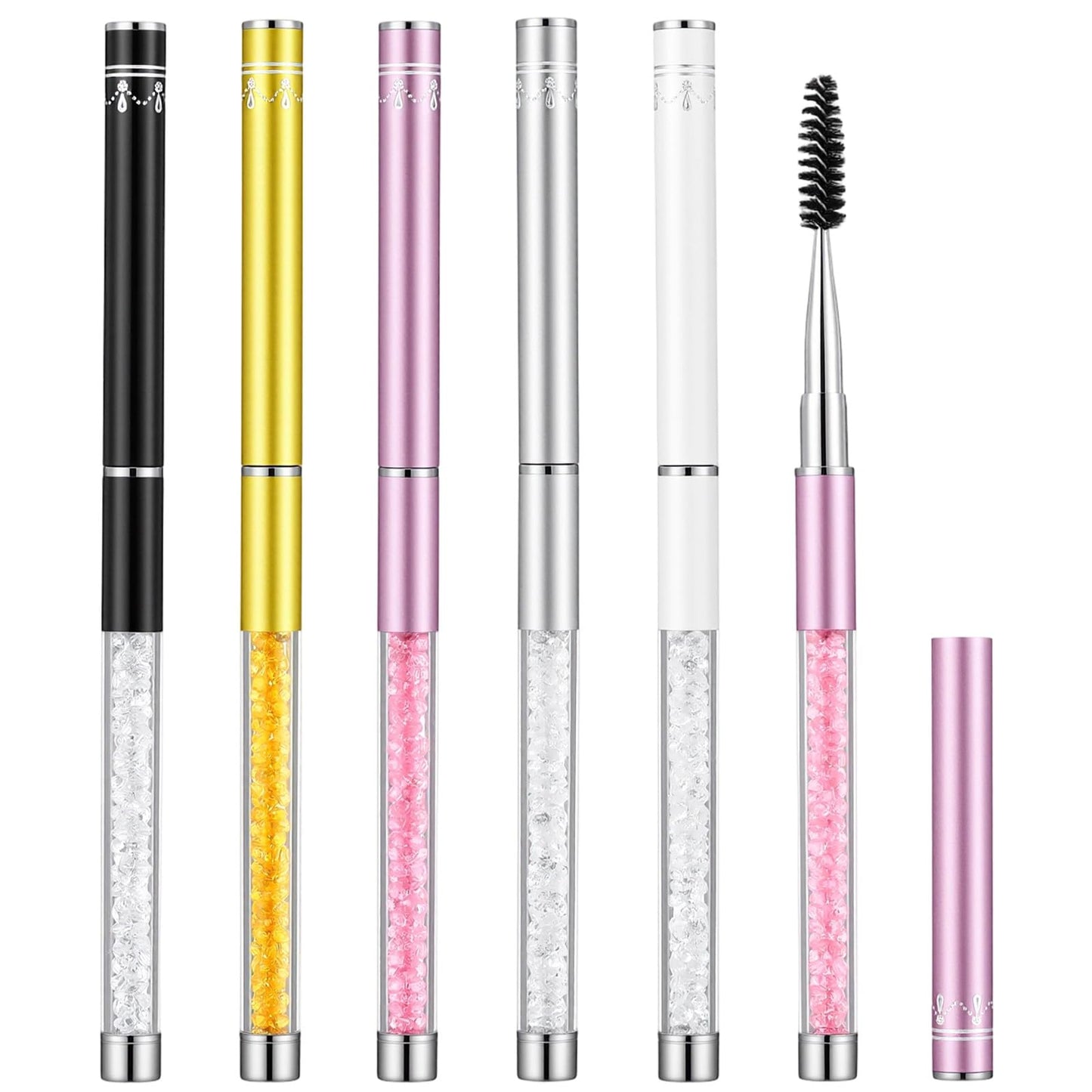 5PCS Eyelash Brushes Eyebrow Spoolie Mascara Wands Applicators Portable Eye Brow Brush Makeup Tools Cosmetic Brushes with Cap Make up Accessories for Women Eyelash Extensions