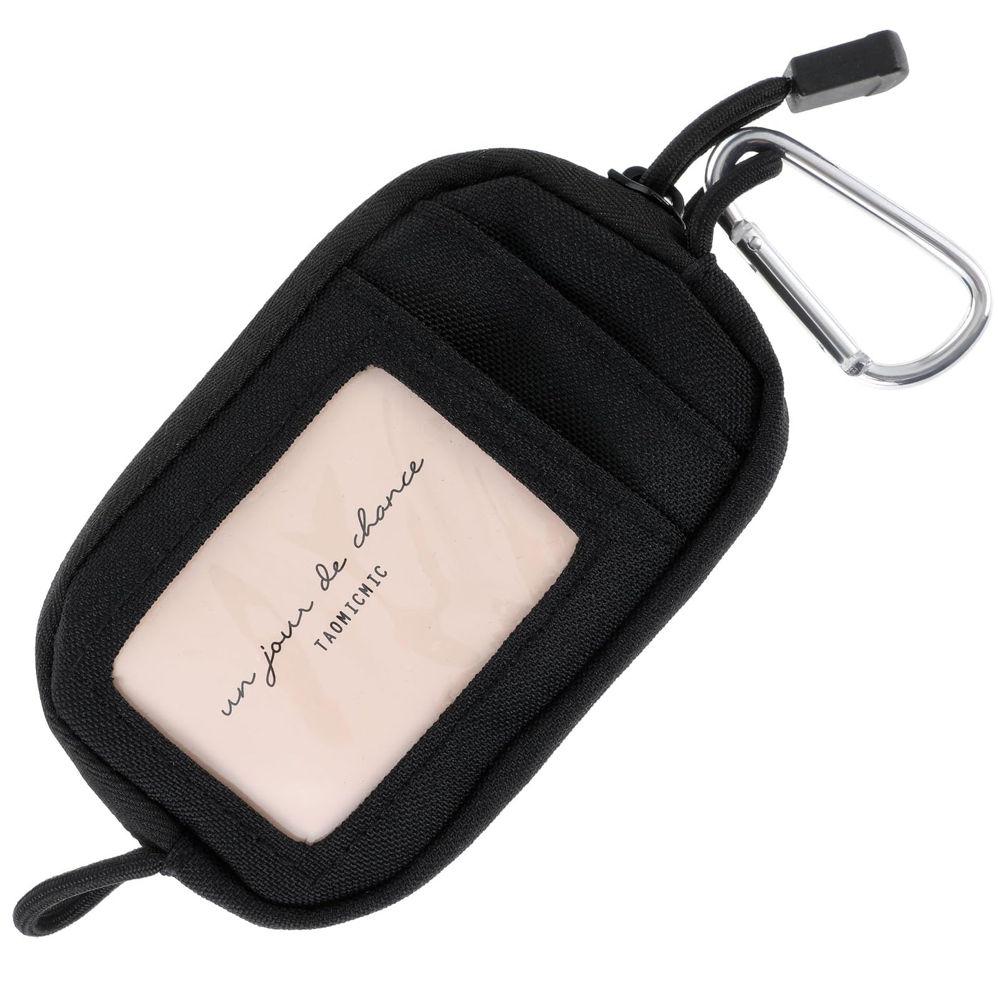 Nogeqi Card Case Wallet with Id Window, Keychain Wallet with Zipper, Mini Wallet Womens, Portable Id Holder Wallet, Small Black Wallet for Women and Men