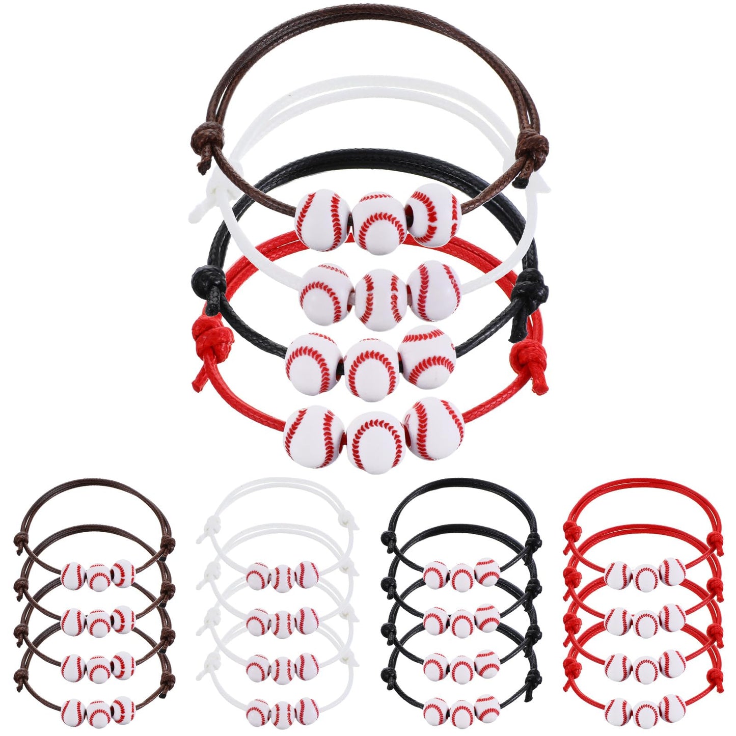 16 PCS Baseball Bracelets Baseball Charm Bracelet Adjustable Beads Bracelet Braided Sport Bracelets Sports Theme Inspirational Charm Wristbands End of Season Gifts for Adults Sport Theme Birthday