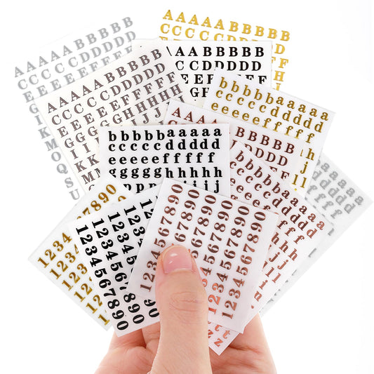 12 Sheets Tiny Letter Stickers 4 Color Mini Number Stickers Small Self-Adhesive Alphabet Sticker Gold Letters for Scrapbooks Epoxy Casting Decoration DIY Craft Nail Keyboard Rose