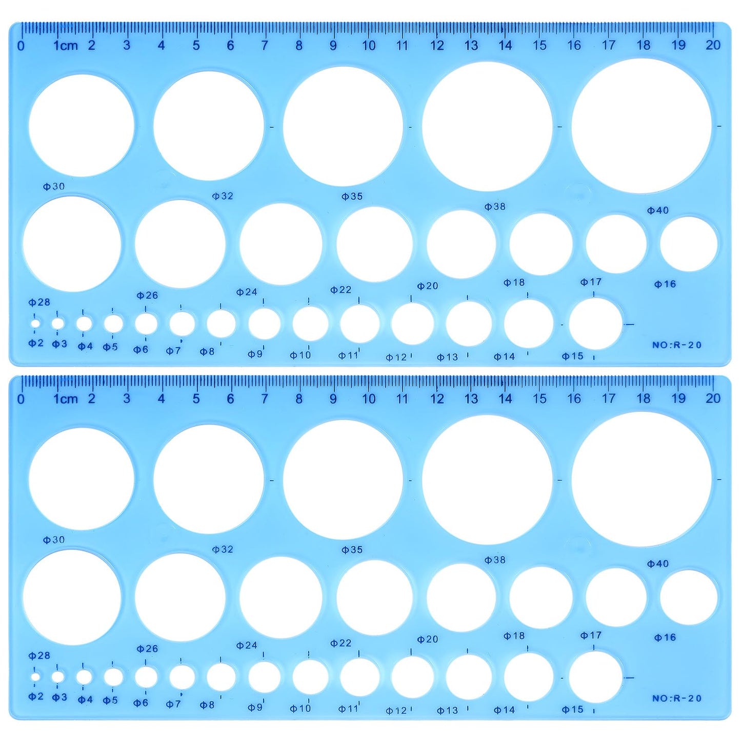 2 PCS Circle Stencil Blue Circle Template for Drawing Multi-Function Circle Ruler Plastic Round Drawing Templates Measuring Geometry Circle Stencils Drafting Tools for School Office Supplies