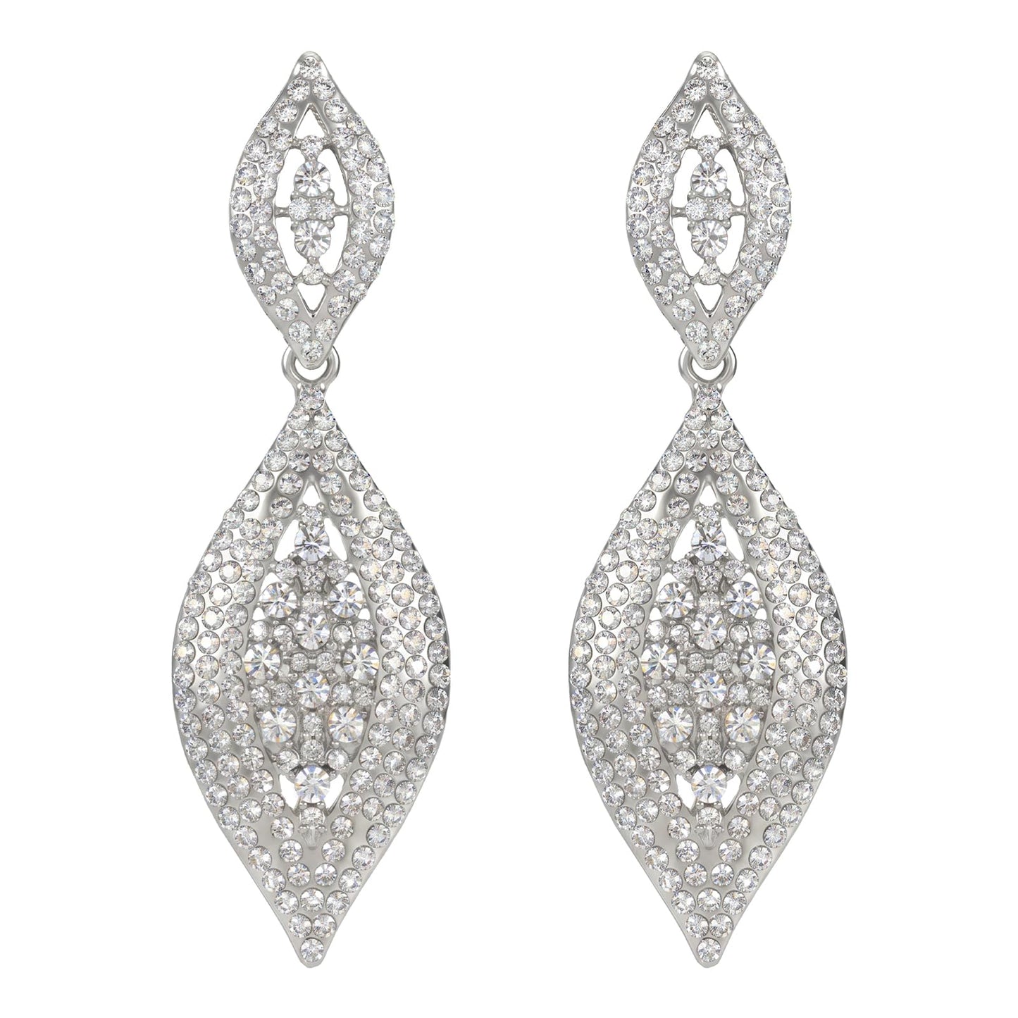 Chsoejuf Clip on Earrings for Women, Dangle Non Piercing Earrings(Silver)