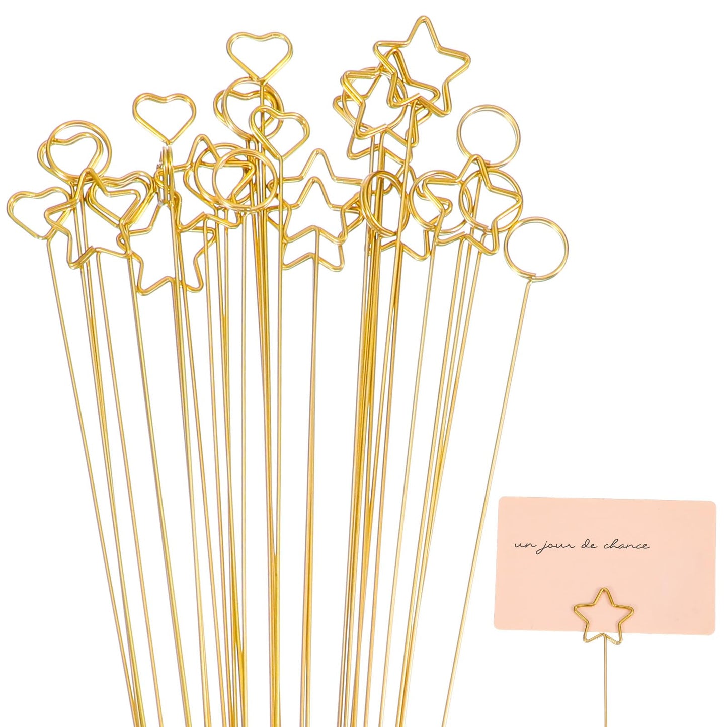 30 Pcs Floral Picks Flower Floral Card Holder Picks Gold Place Card Holders Metal Photo Picture Clip Holder Table Memo Note Round Table Name Number For Wedding Party