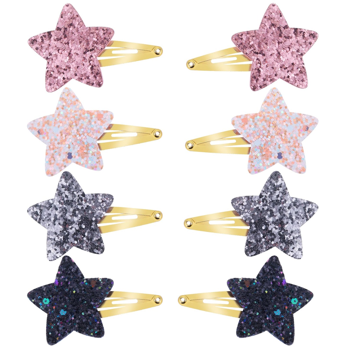 Teaaha 8 PCS Star Hair Clips Cute Metal Snap Hair Pins Sparkly Fashion Hair Barrettes Styling Y2k Accessories for Toddler Women Girls Party Birthday Gift Supplies