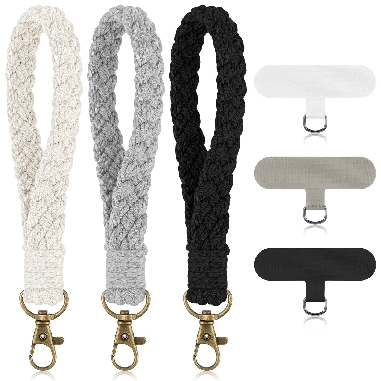 Mabor Phone Wrist Strap, 3 Pcs Cell Phone Lanyard with Tether Tab Keychain Wristlet Charm Anti-Loss Phone Chain for Women Men