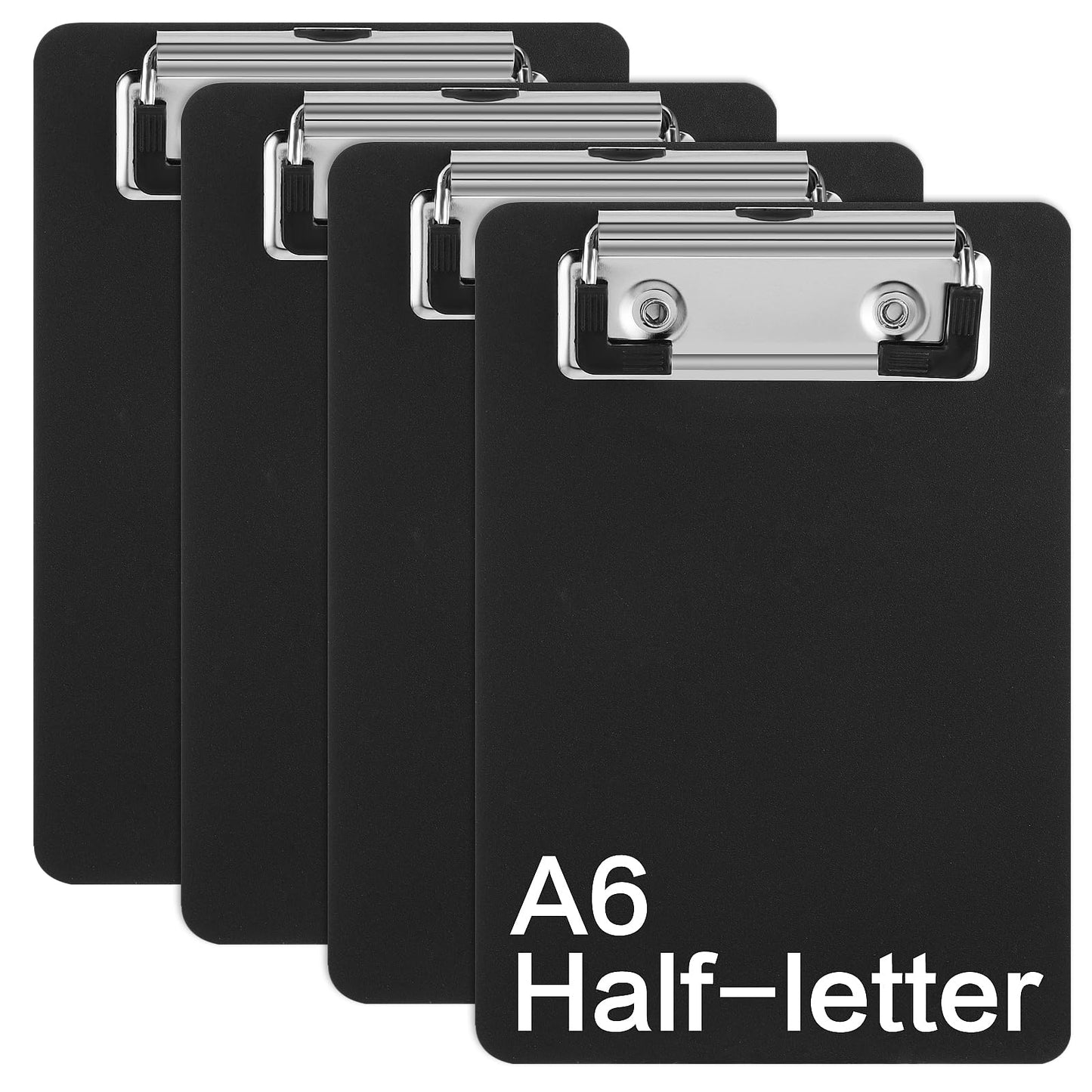 4Pcs 15 x 10 Cm Mini Clipboard, Mabor Cute Pocket Clipboard Black Small Clipboards Plastic Clipboards for School Office Classroom Cafe Use