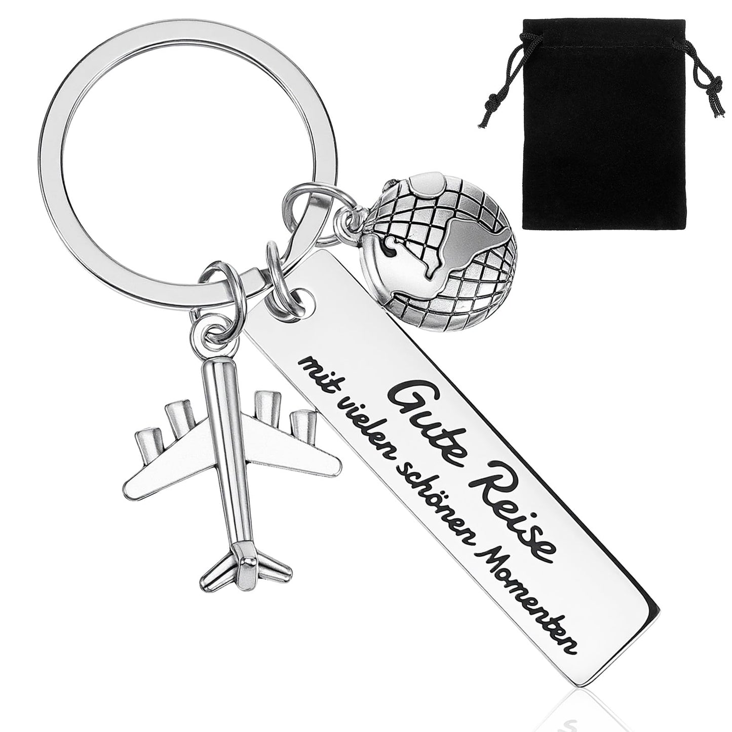 Nogeqi Good Travel Gift Guardian Angel Keyring for Travellers, Travel Lucky Charm Man Woman, Year Abroad Farewell Gift World Travel Small Gifts for Women Girlfriend Globetrotter