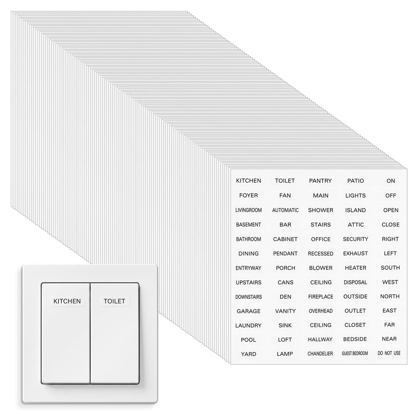 780pcs Transparent Light Switch Labels Waterproof Switch Stickers