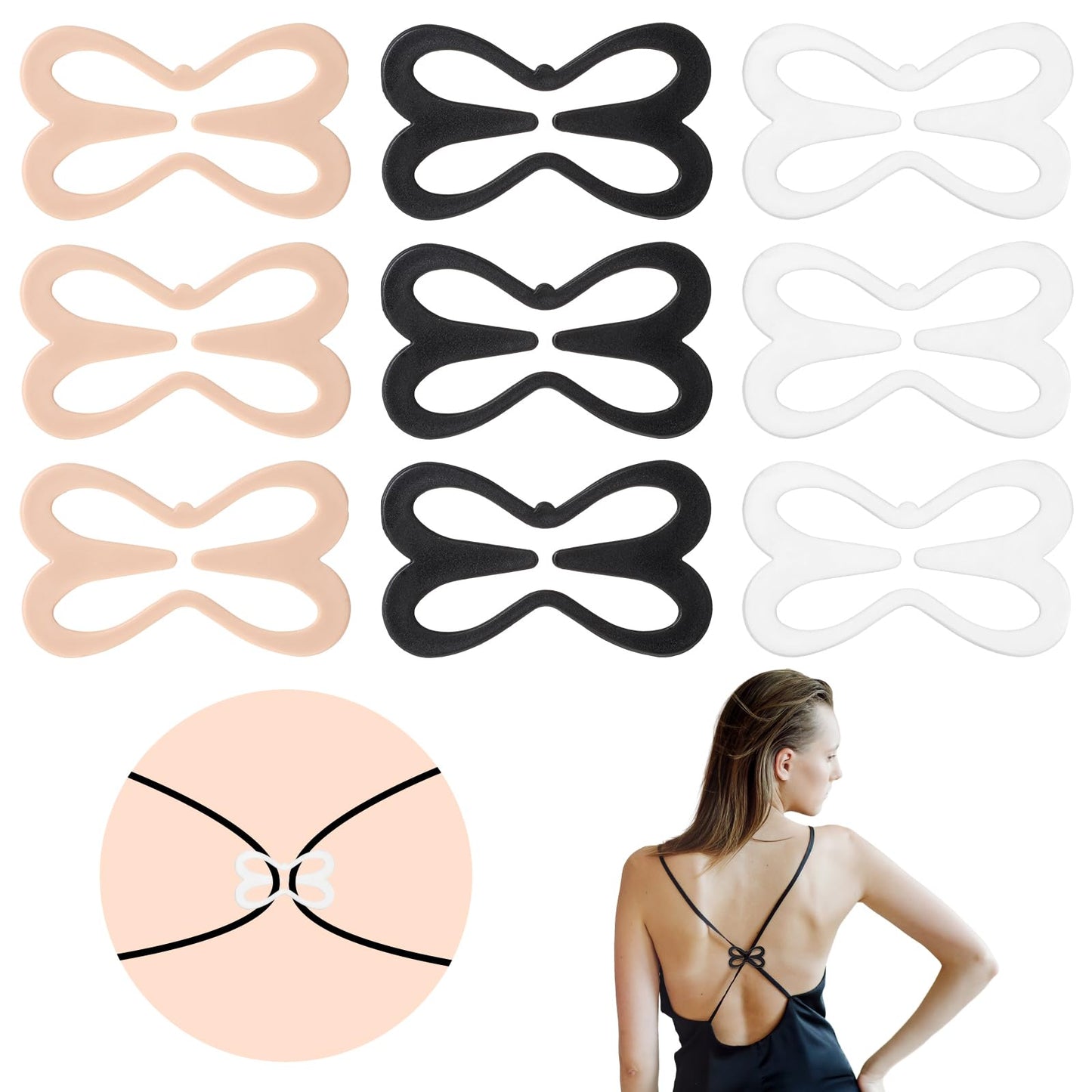 Ouligay 9pcs Bra Strap Clips Bra Clips for Racer Back Anti-slip Bra Clips to Hide Straps Bra Straps Holder to Make Racerback Bra Conceal Strap Clips for Racer Back Racerback Shirts