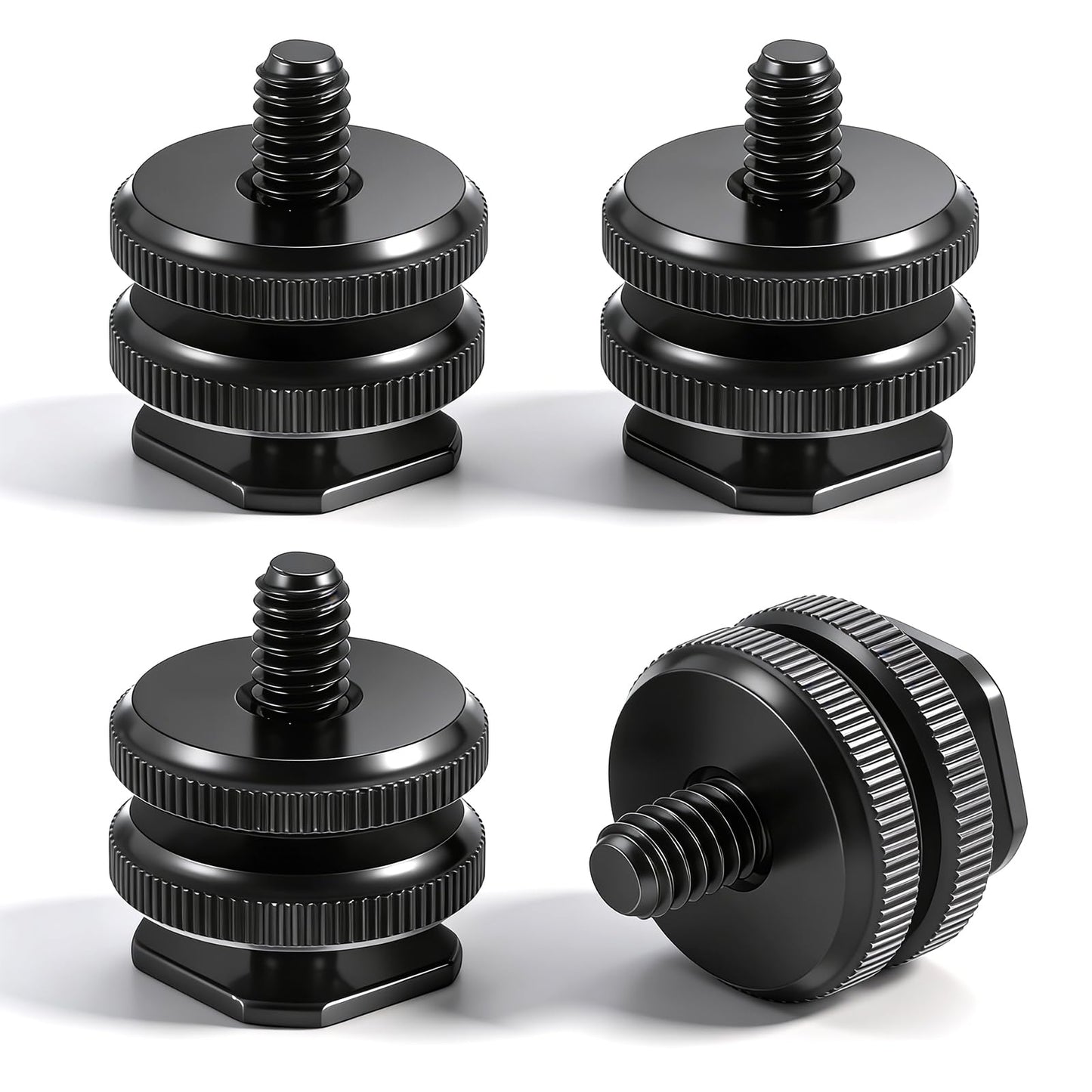 Chsoejuf 4PCS Camera Hot Shoe Mount to 1/4"-20 Thread Tripod Screw Adapter