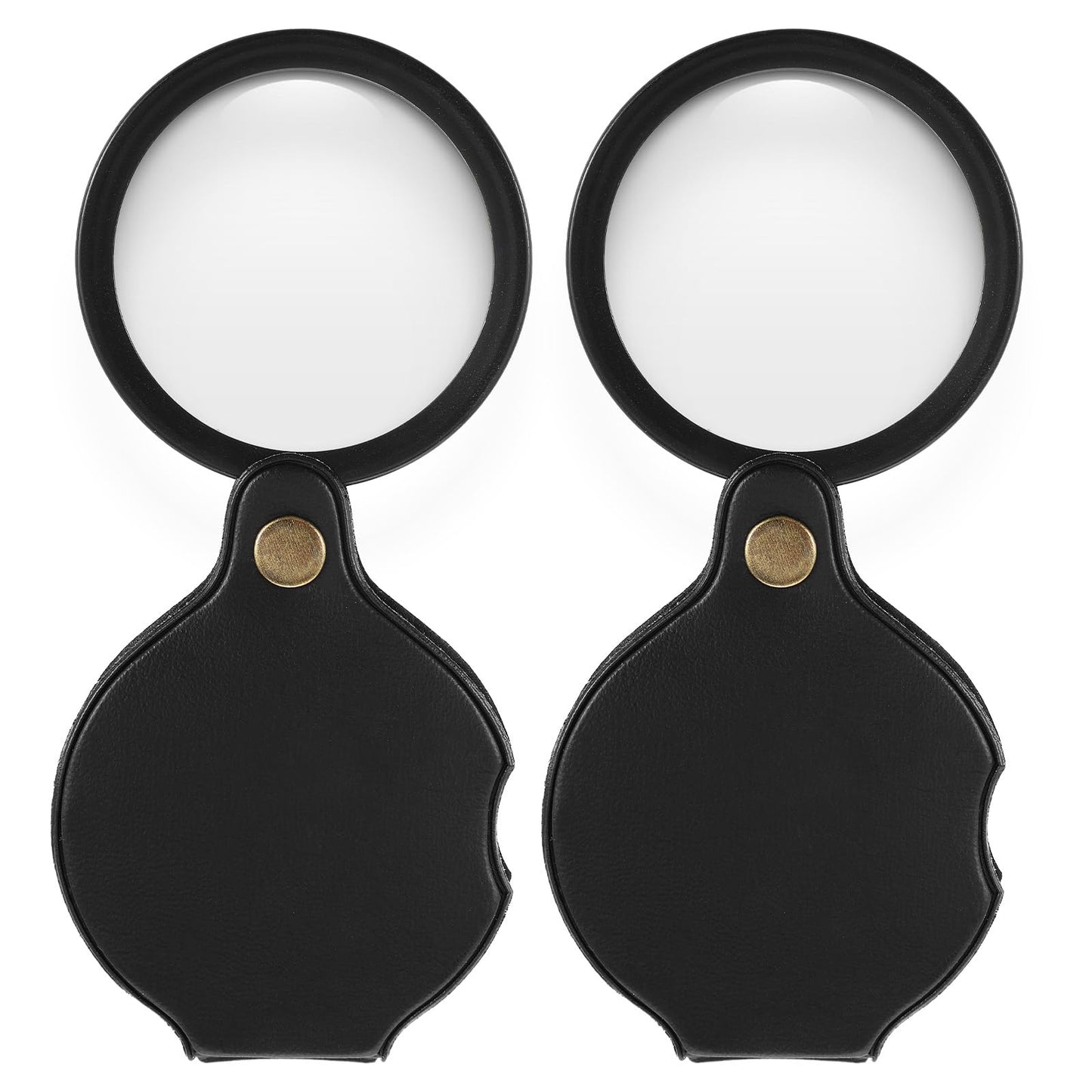 2 PCS Pocket Magnifying Glass, 20x Small Mini Folding Magnifying Glass, Rotating Folding Portable Pocket Magnifier for Reading Close Work Newspaper Book Magazine (Black)