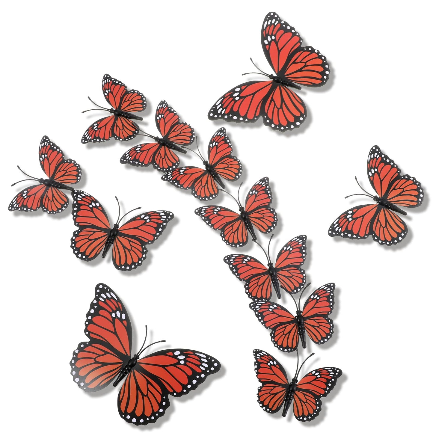 Ouligay 24PCS Monarch Butterfly Decorations 3D Monarch Butterfly Stickers