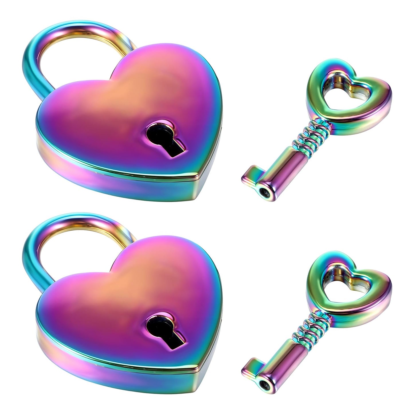 2Pcs Small Love Padlocks with Keys, Mabor Small Heart Shaped Locks with Keys Small Lock with Keys for Suitcase Metal Padlock for Storage Box Diary Book