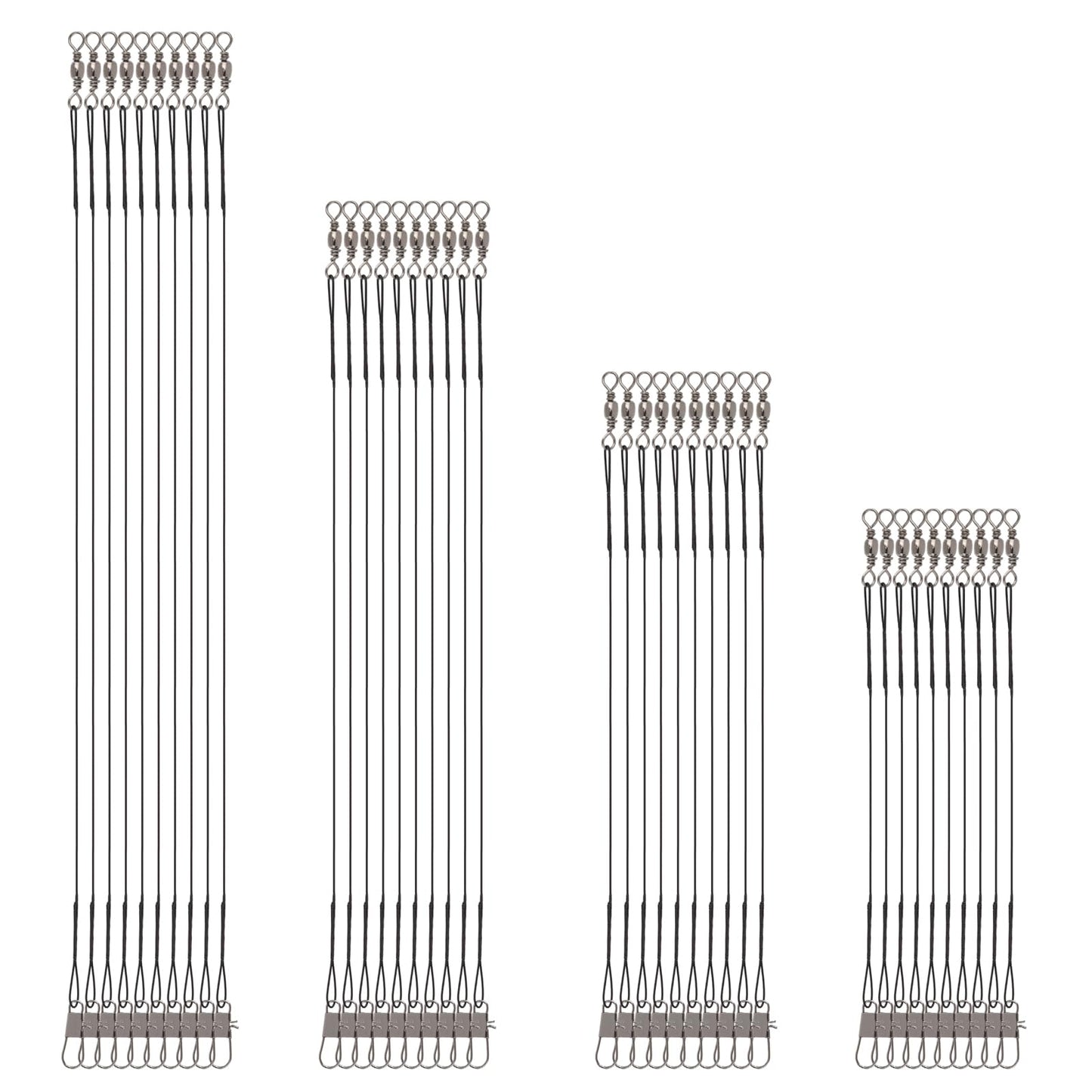 Teaaha 40PCS Wire Traces Pike Fishing, Fishing Leaders with Swivels Black 4 Sizes Fish Line Steel Wire with Swivel Buckles Fishing Line for Lures Bait Rig Hooks Fishing(5.9/7.8/9.8/11.8in)