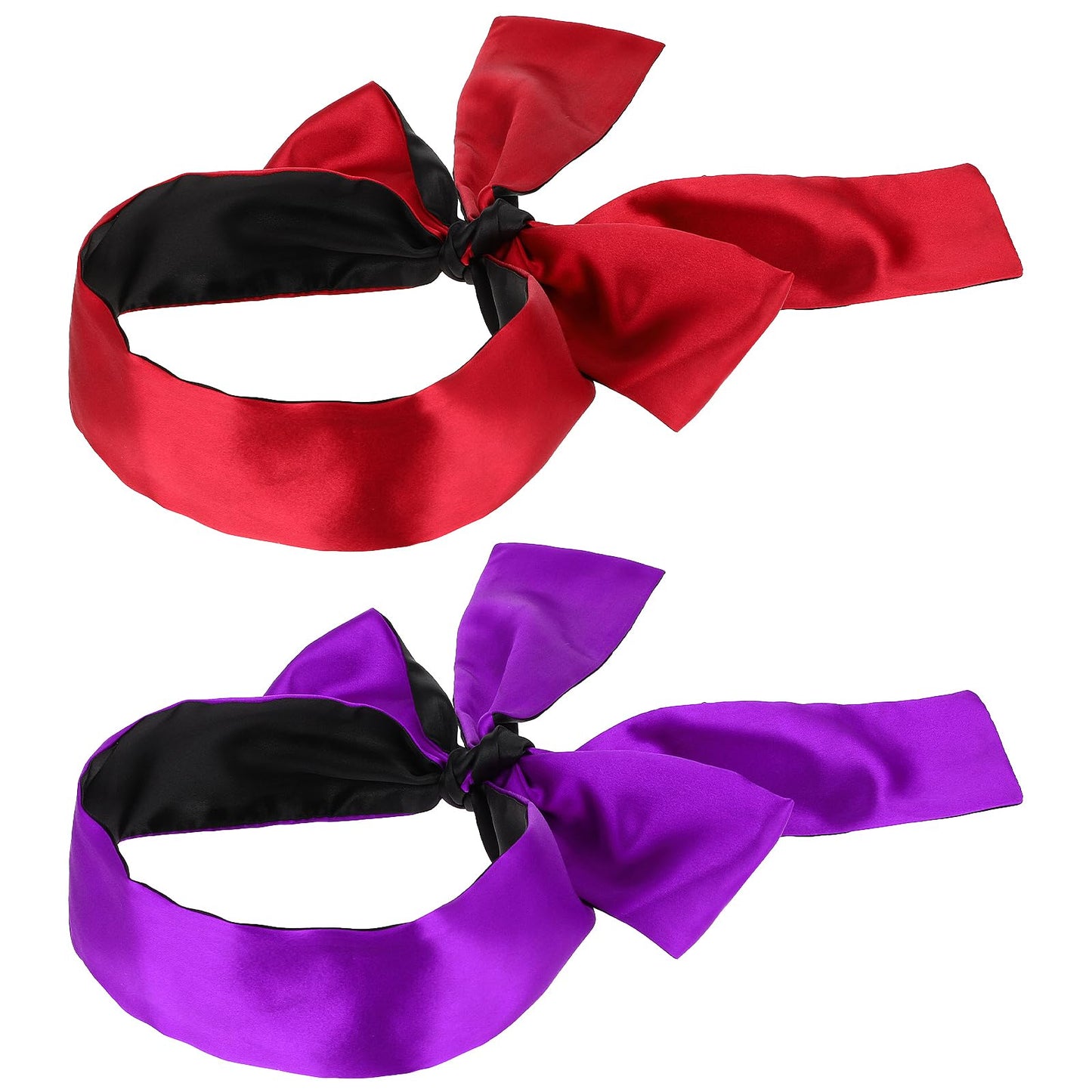 Ouligay 2Pcs Blindfold Satin Eye mask for Sleeping Games Satin Sleep Mask Satin Blindfolds for Adults Silk Eye Covers for Home Travel Office Work Meditation Valentine Gift 150cm Red Purple