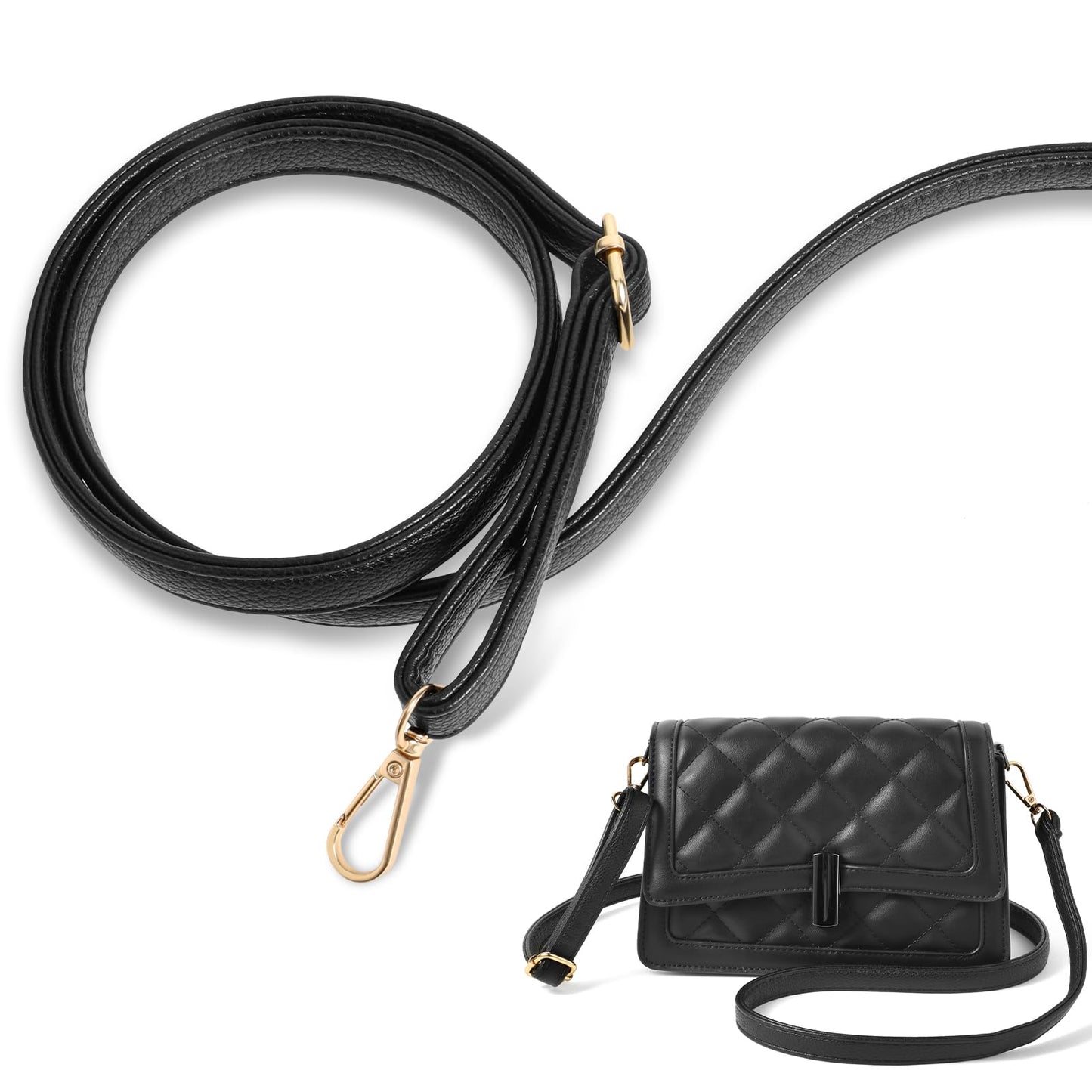 Bag Strap Crossbody Replacement Adjustable Genuine Leather Crossbody Strap with Swivel Buckles, Stylish and Durable Shoulder Purse Strap Chain Accessory for Handbags and Shoulder Bags