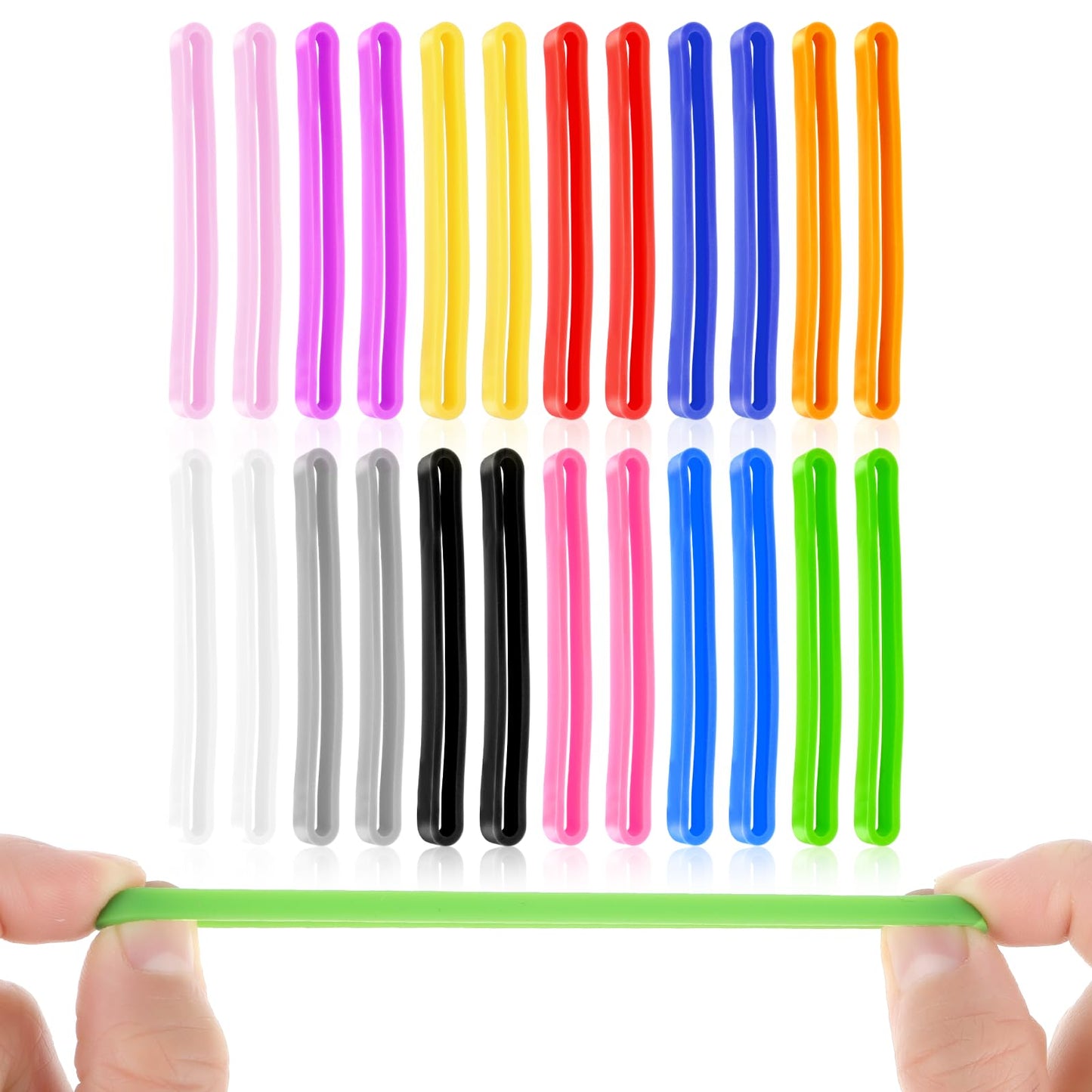Nogeqi 24 Pieces Rubber Bands Wide Thick Rubber Bands Robust Silicone Rubber Bands Colorful Rubber Rings Household Rubbers Wide Silicone Rubber Bands For Books Notebooks Kitchen Utensils Art Crafts