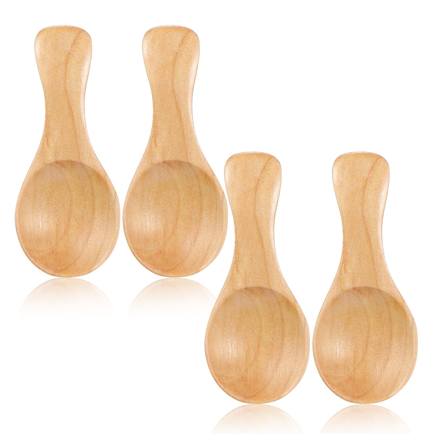 Mabor 4Pcs Mini Wooden Spoons, Small Scoops for Canisters Tiny Wood Scoop, Natural Wooden Mini Spoon for Coffee Tea Sugar Spices, Miniature Spoons for Kitchen Jar