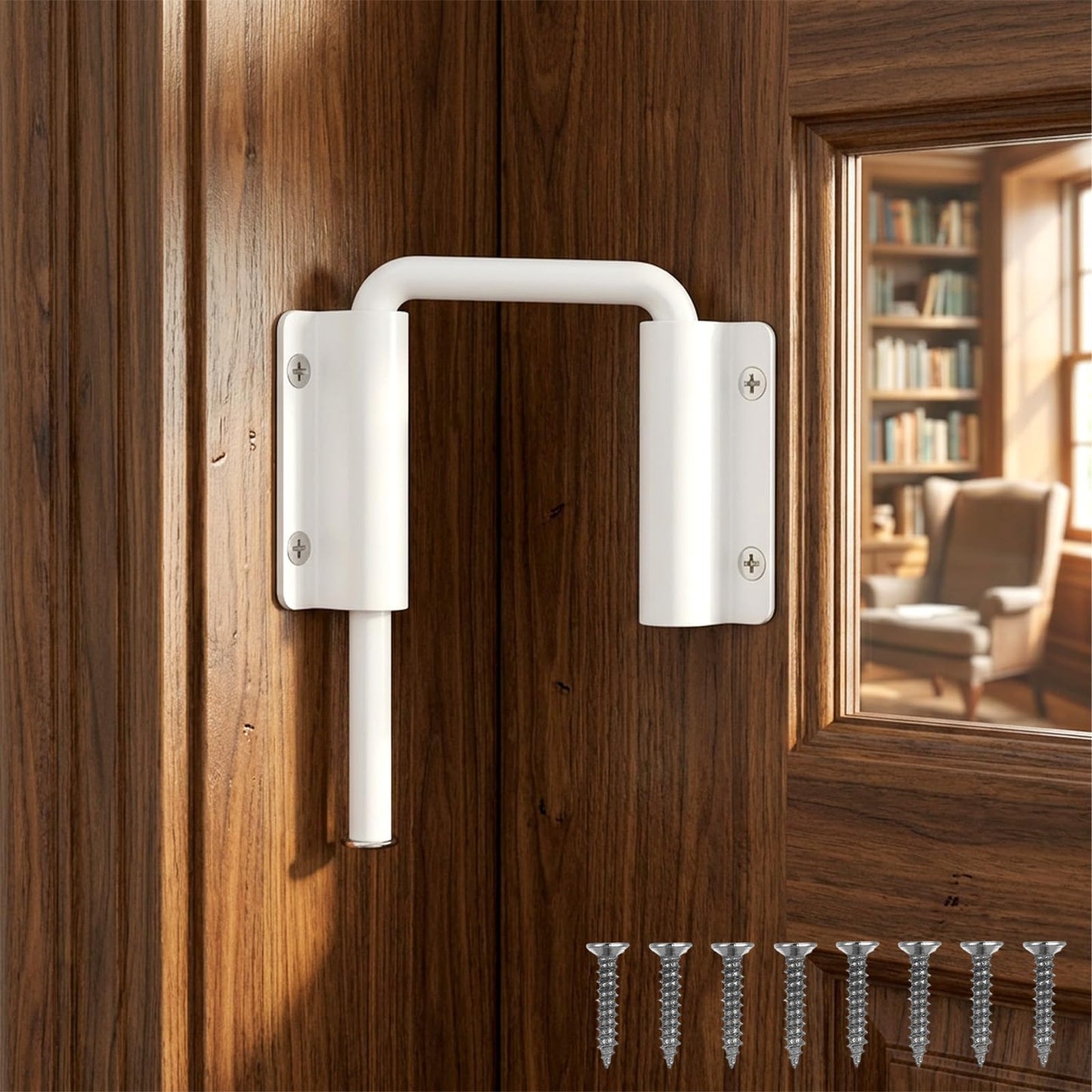 Chsoejuf Patio Sliding Door Loop Lock 2.37" 90/180 Degree Glass Door Latch