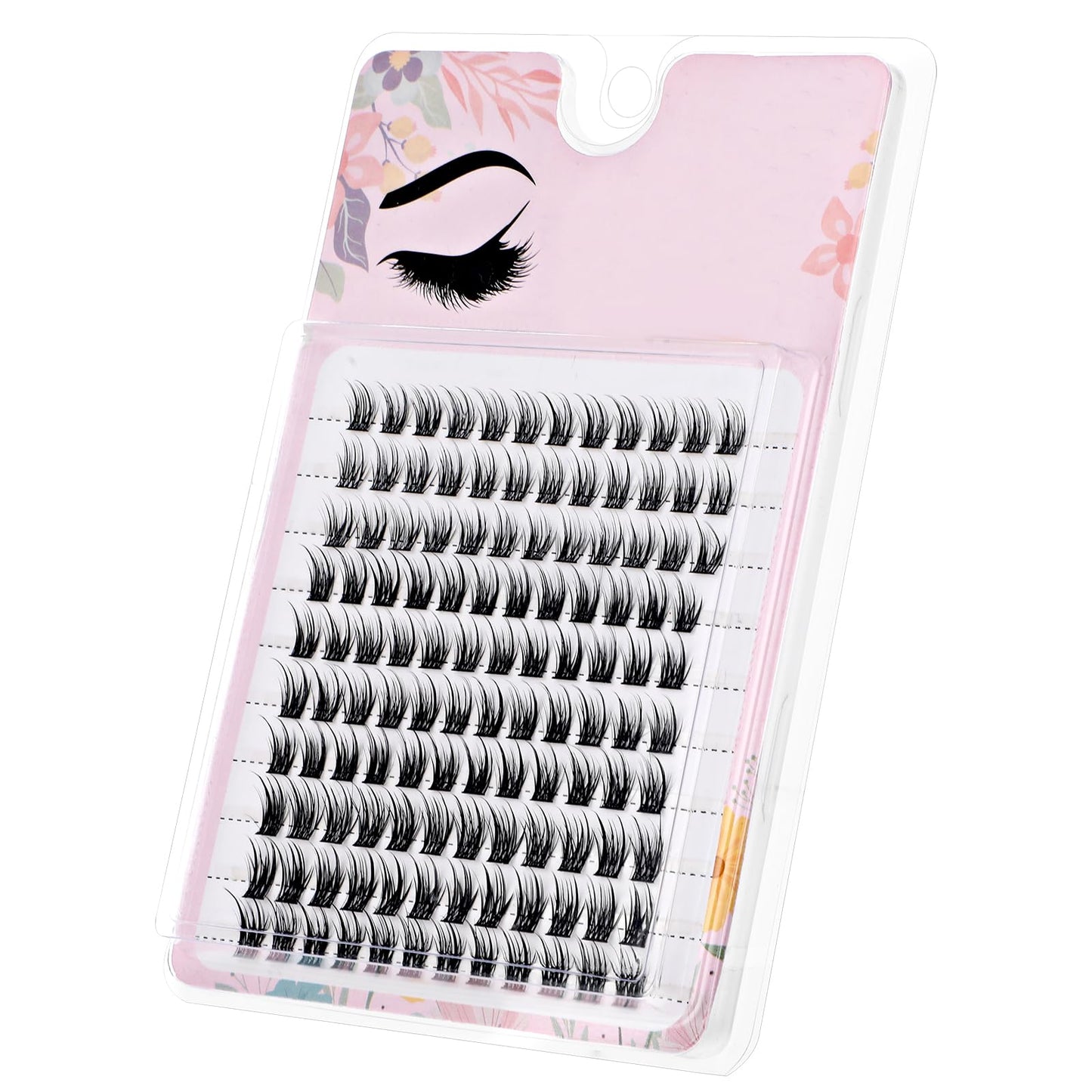 Tyqour False Eyelash Lash Clusters, 120Pcs Natural Self Adhesive C D Curl Individual Eyelash Extensions Kit, Black, Man-made Fiber, Beginner Friendly, Reusable, Multiple Venues