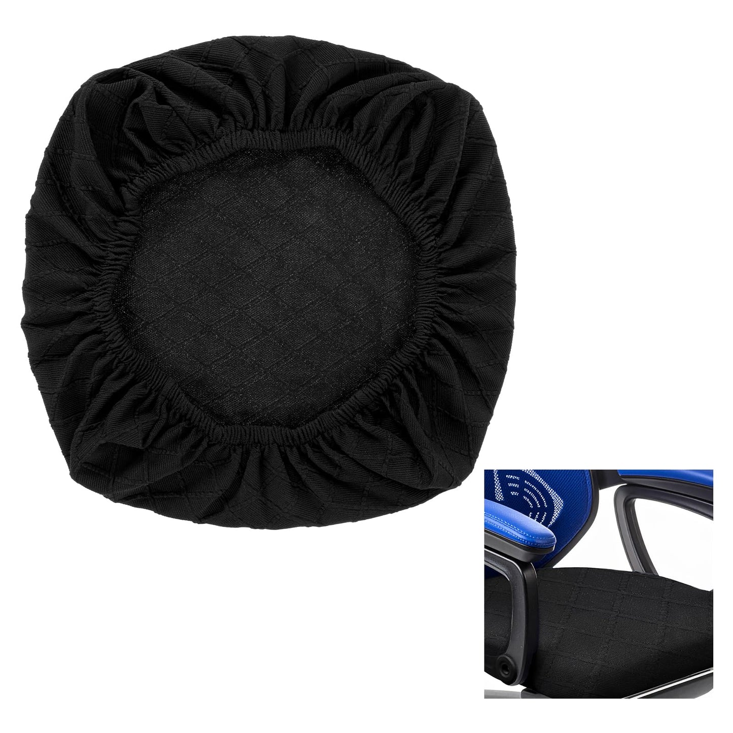 Teaaha Stretch Jacquard Office Chair Cover, Anti-dust Protector, Removable Washable Desk Chair Seat Slipcover, Washable Anti-dust Desk Chairs Seat Cushion Protectors, Black