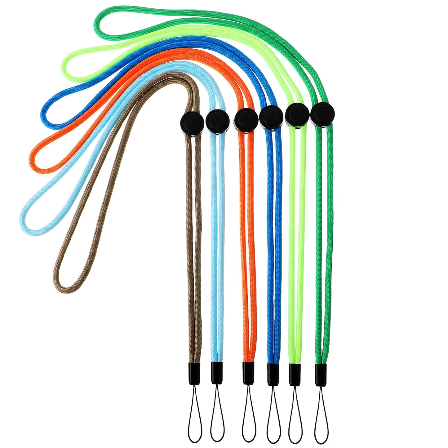 Neck Lanyard 6 PCS Lanyards with ID Holder Adjustable Neck Lanyard for id Badges Holder Keys Office Name Badges ID Card Whistles Lanyards Sky Blue, Fluorescent Green, Green, Blue, Orange, Brown