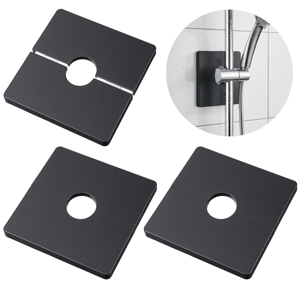 Chsoejuf 3PCS Extra Large Shower Arm Flange Escutcheon Plate Self-Adhesive