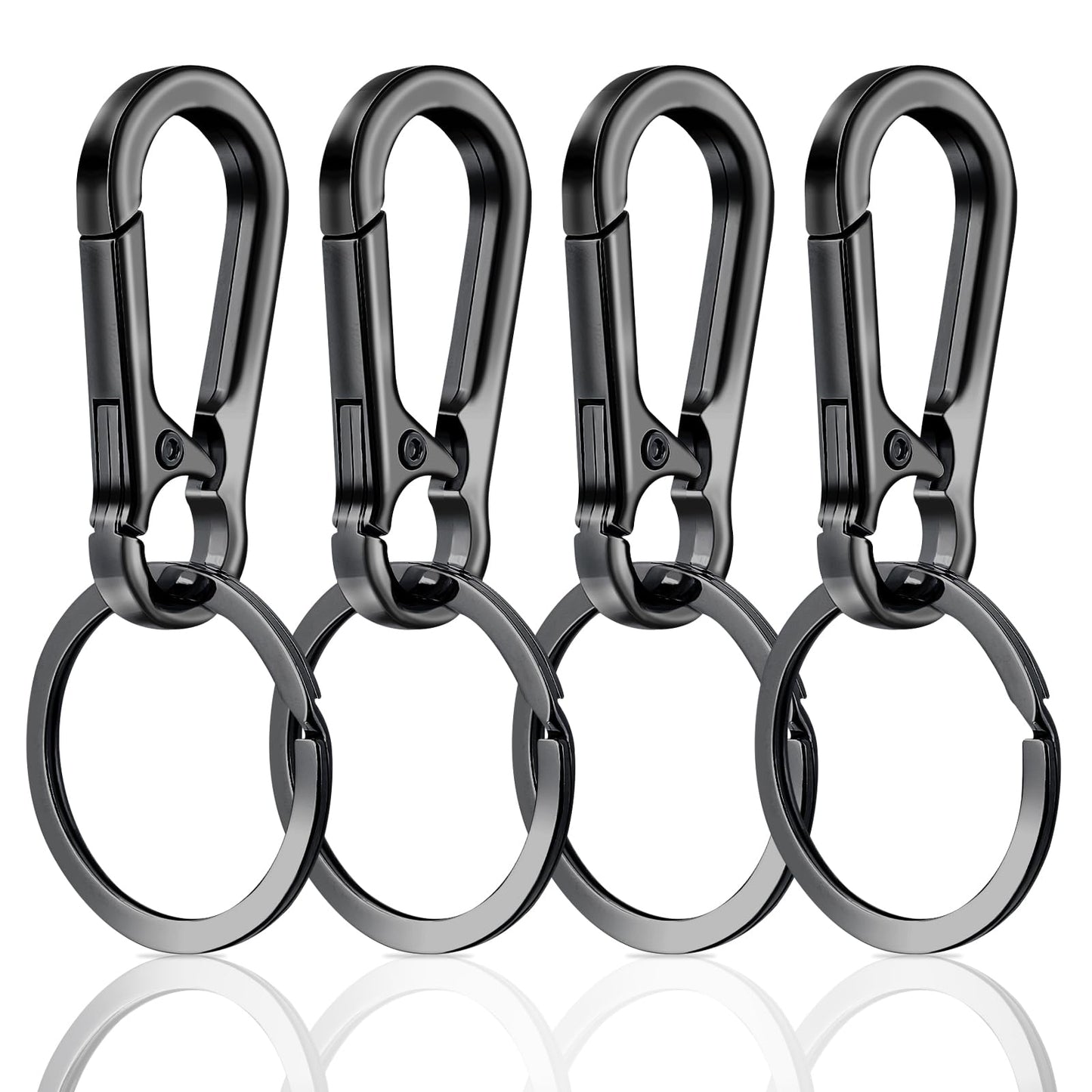 Ymapinc Metal Keyrings, 4pcs Keychain with Clips, Waterproof Key Ring Chain Holder Organizer, Multifunctional Keychains for Men and Women