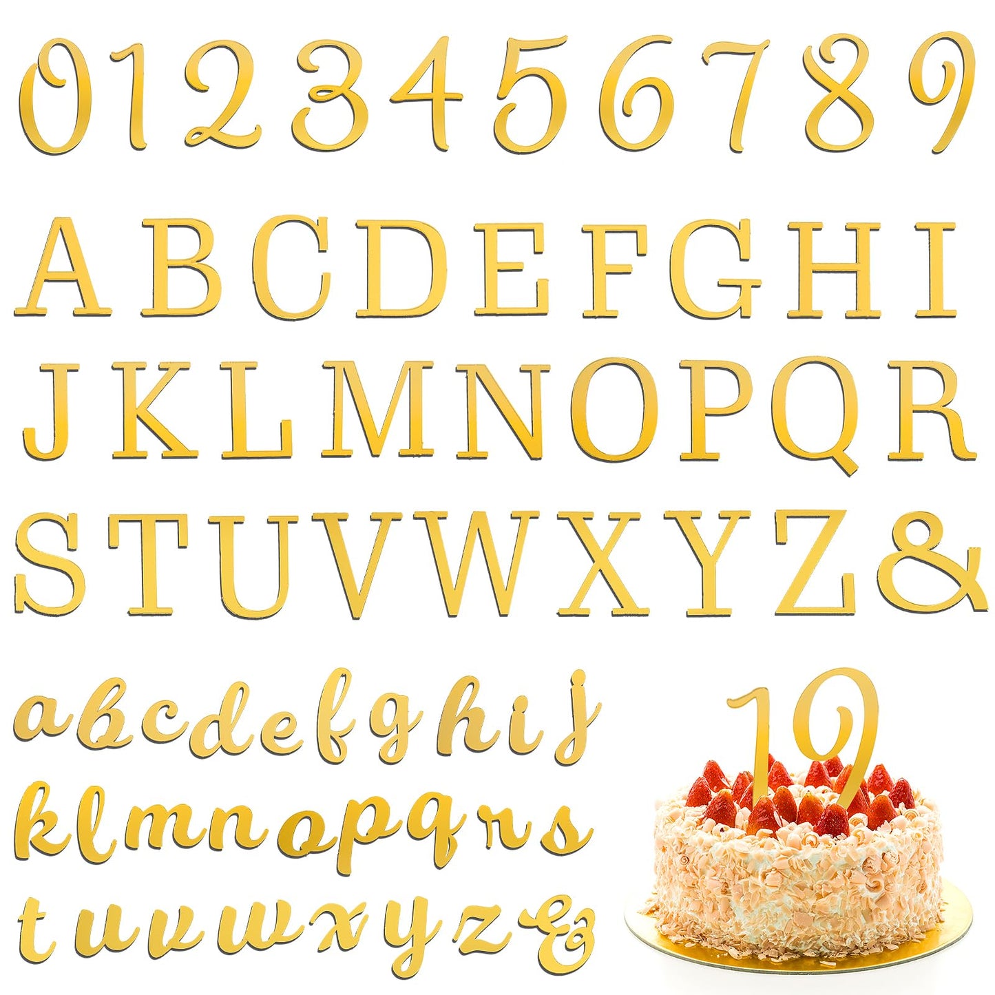64 Pcs Acrylic Number Alphabet Cake Topper Mirror Number 0-9 And Alphabet A-Z Personalized Cake Picks Decor Picks Cake Letters For Anniversary Wedding Baby Shower Party Cake Decorations