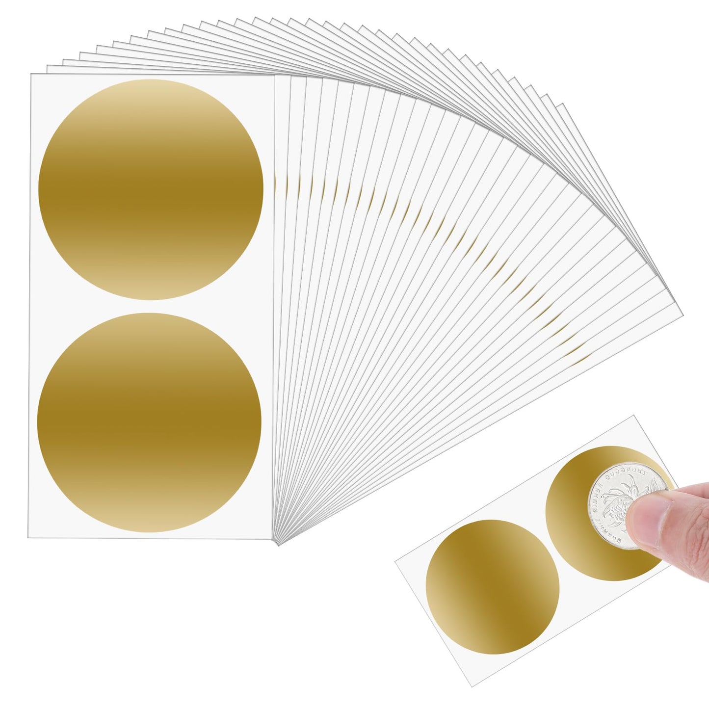 50 Pieces Scratch Off Stickers 2 Inch Gold & Silver Round Scratch Off Labels Self-Adhesive Custom Scratch Off Labels Decals Circle for DIY Lottery Tickets Raffle Cards and Party Games(Gold)