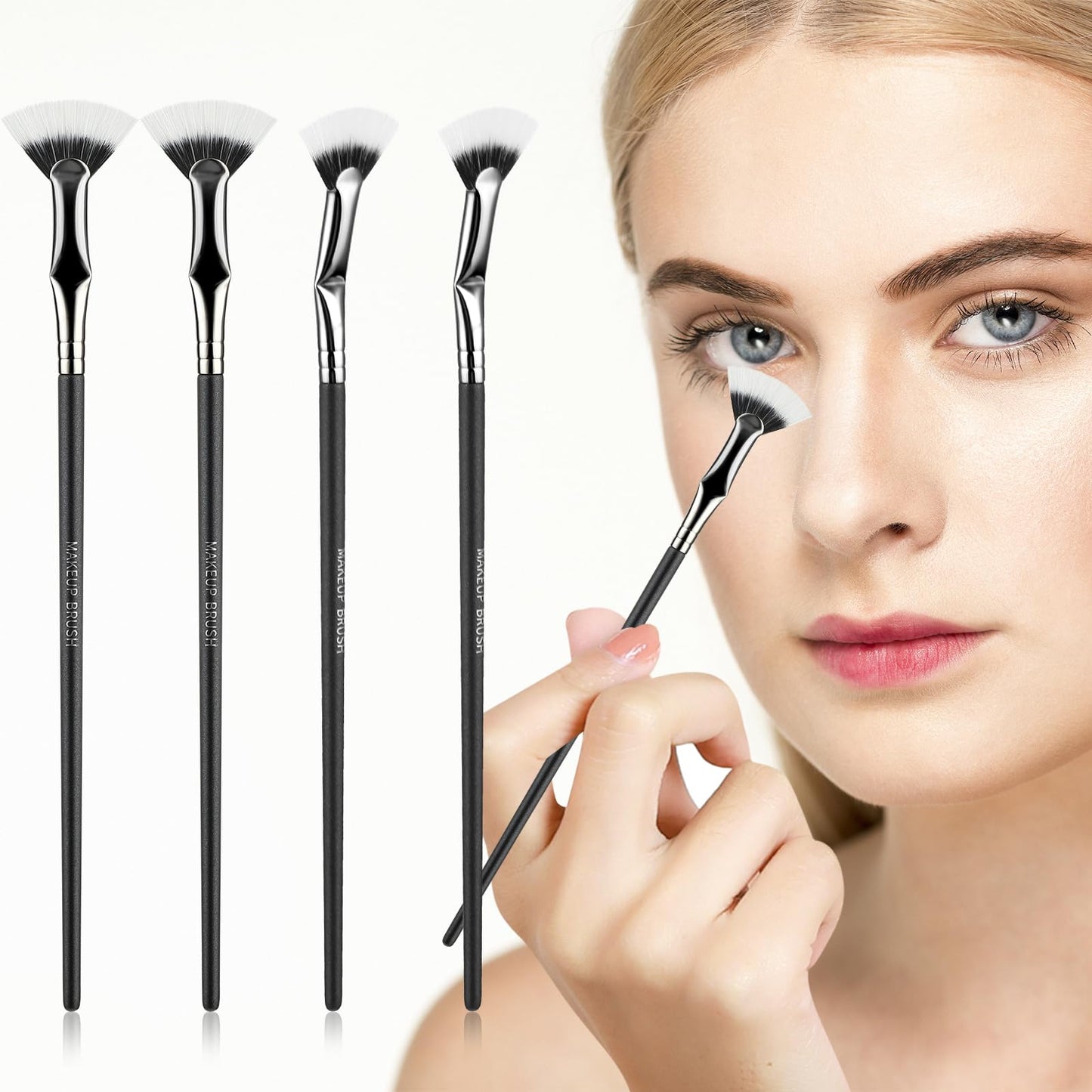 Nogeqi 4 Pcs Folding Angle Scalloped Lash Brush for Upper Lower Eye Lash, Upgrade Mascara Brushes for Lashes Mascara Fan Brush for Lashes Natural Lift and Lengthening Effects