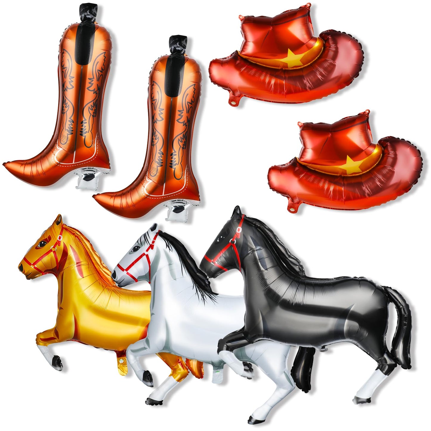 Tyqour 7Pcs Horse Balloon, Cowboy Balloons, Inflatable Horse, Cowboy Party Decorations for Birthday Baby Shower Cowboy Horse Animal Themed Party Decorations