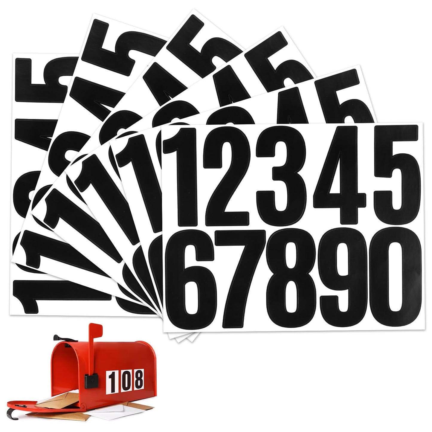6 Pcs Mailbox Numbers 3 Inch Reflective Numbers Mailbox Stickers For Address On House Self Adhesive Waterproof Black Vinyl Stickers Backing Peeling For Signs Cars Doors Window