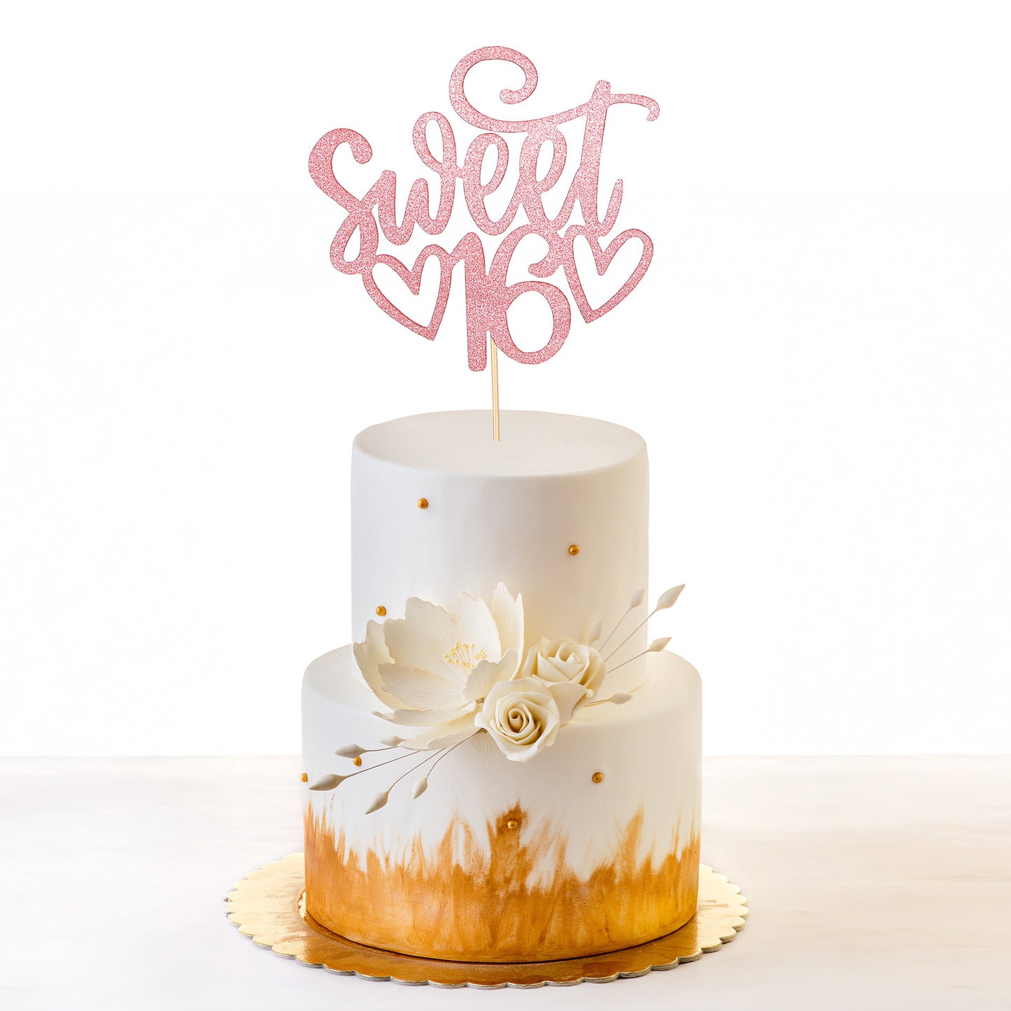 Ymapinc Rose Gold Sweet 16 Cake Topper, Personalised Cake Toppers for Girls, Sweet 16 Birthday Decorations 16th Birthday Cakes Decorations, Party Supplies for Theme Celebrations