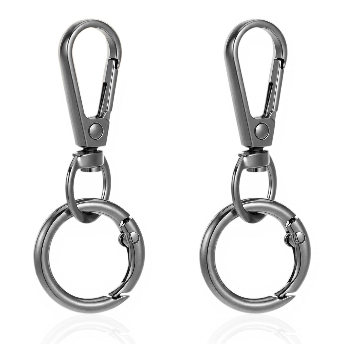 Nogeqi 2PCS Small Keychain Clip, Swivel Snap Hooks, Double Opening Swivel Clasp, Metal Key Clip for Keychain Making, Jewelry Clasps, DIY Crafts Supplies (Dark Gray)