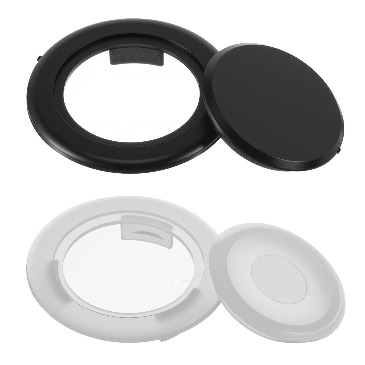 Sorcristy 3PCS 2 Inch Table Umbrella Hole Ring and Cap Set, Standard Patio Umbrella Hole Ring Plug and Cap Set for Glass Outdoors Patio Garden Table Deck Yard (2 Black, 1 Transparent)